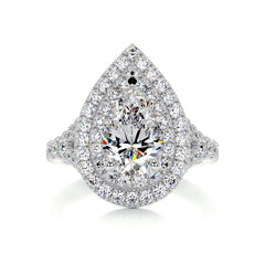 Melanie Moissanite & Diamond Ring -14K White Gold
