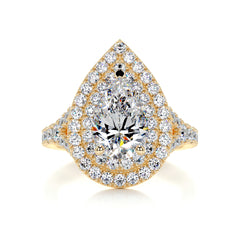 Melanie Moissanite & Diamond Ring -18K Yellow Gold