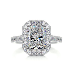 Andrea Moissanite & Diamond Ring -18K White Gold