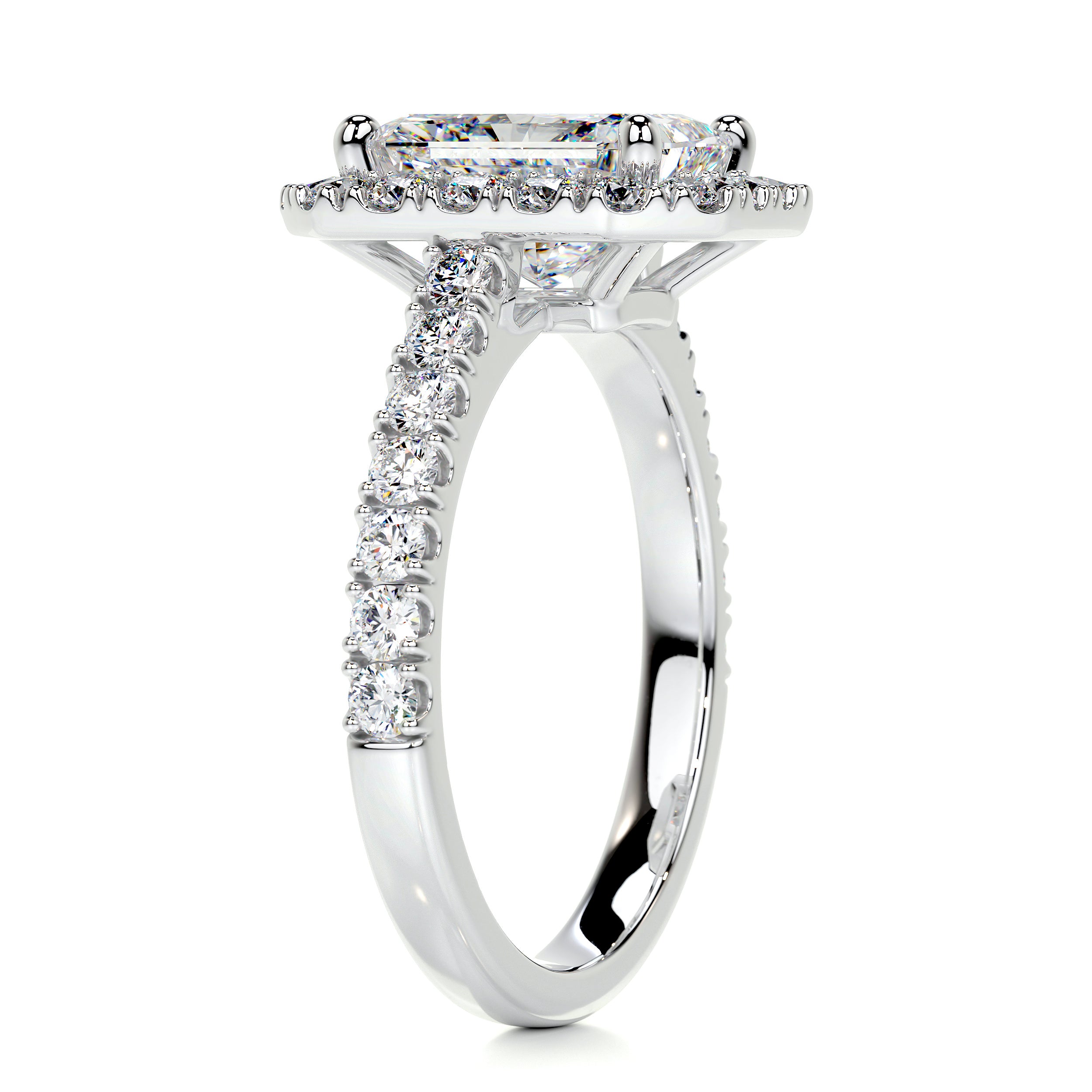 Andrea Moissanite & Diamonds Ring   (2.3 Carat) -18K White Gold