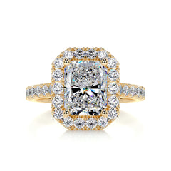 Andrea Moissanite & Diamond Ring -18K Yellow Gold
