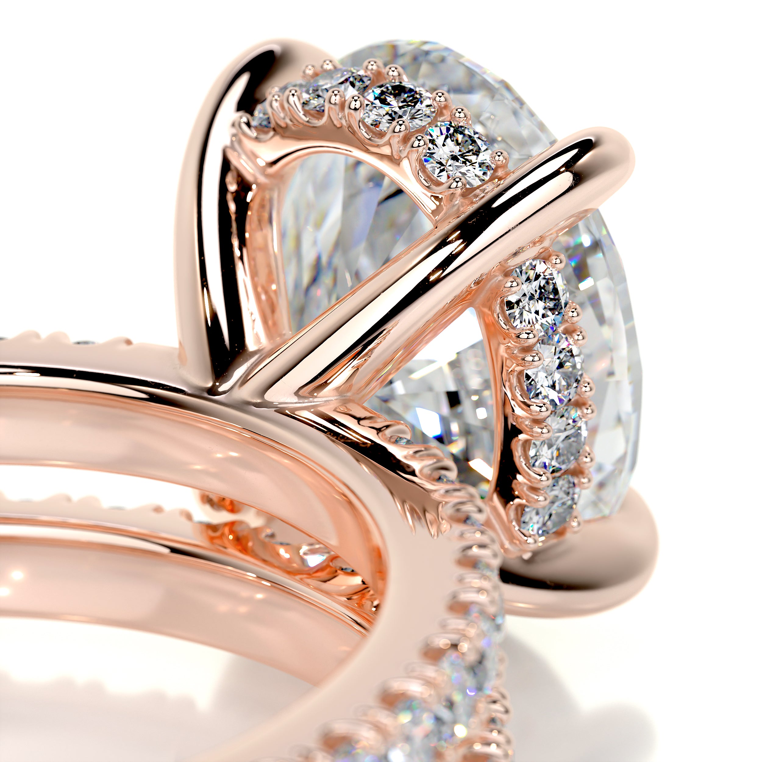 Lucy Moissanite & Diamonds Bridal Set   (2.8 Carat) -14K Rose Gold