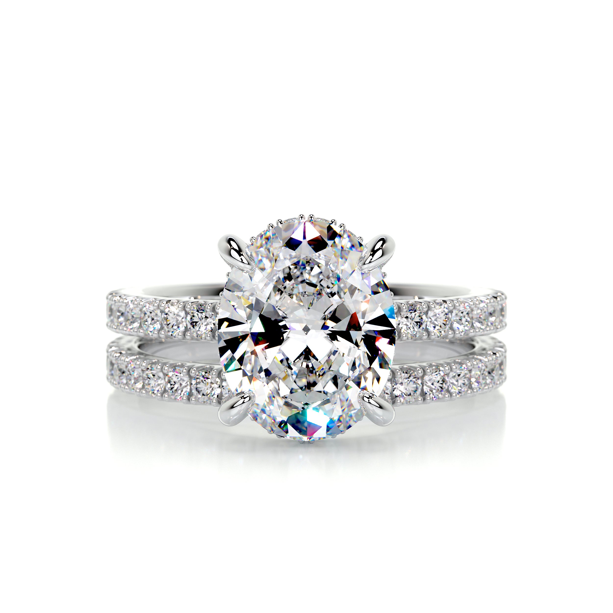 Lucy Moissanite & Diamonds Bridal Set -14K White Gold