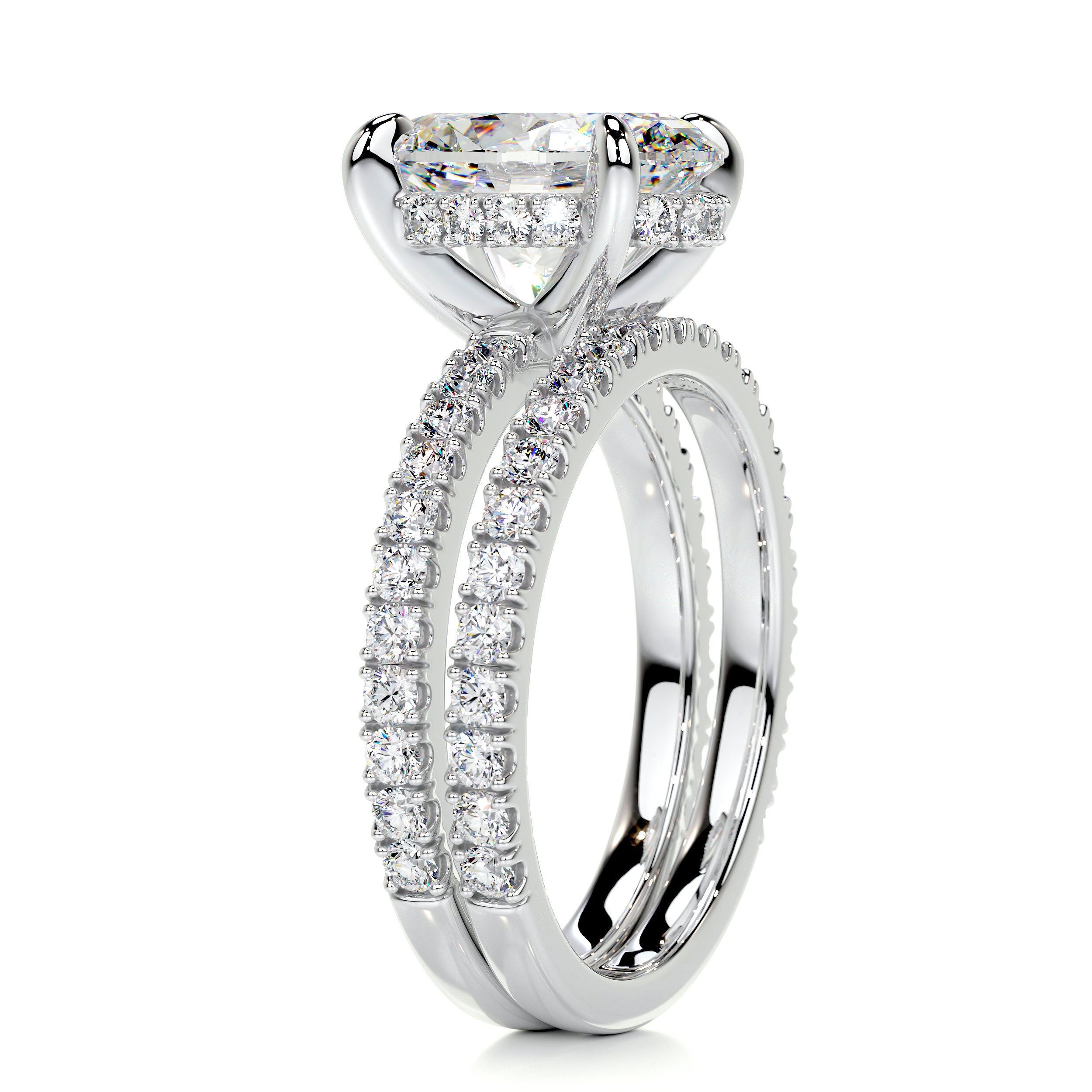 Lucy Moissanite & Diamonds Bridal Set   (2.8 Carat) -18K White Gold