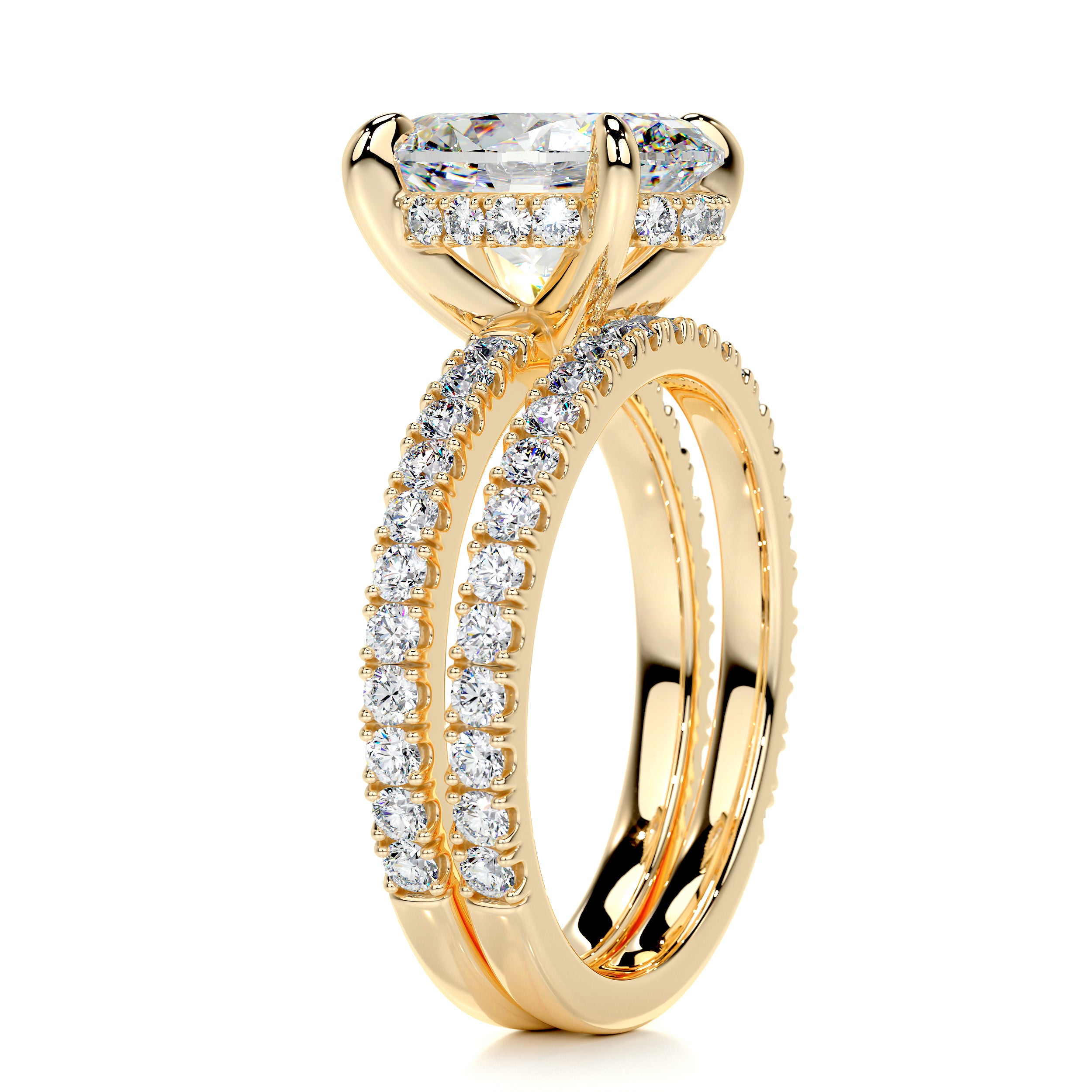 Lucy Moissanite & Diamonds Bridal Set   (2.8 Carat) -18K Yellow Gold