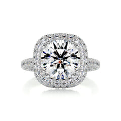 Ava Moissanite & Diamond Ring -14K White Gold