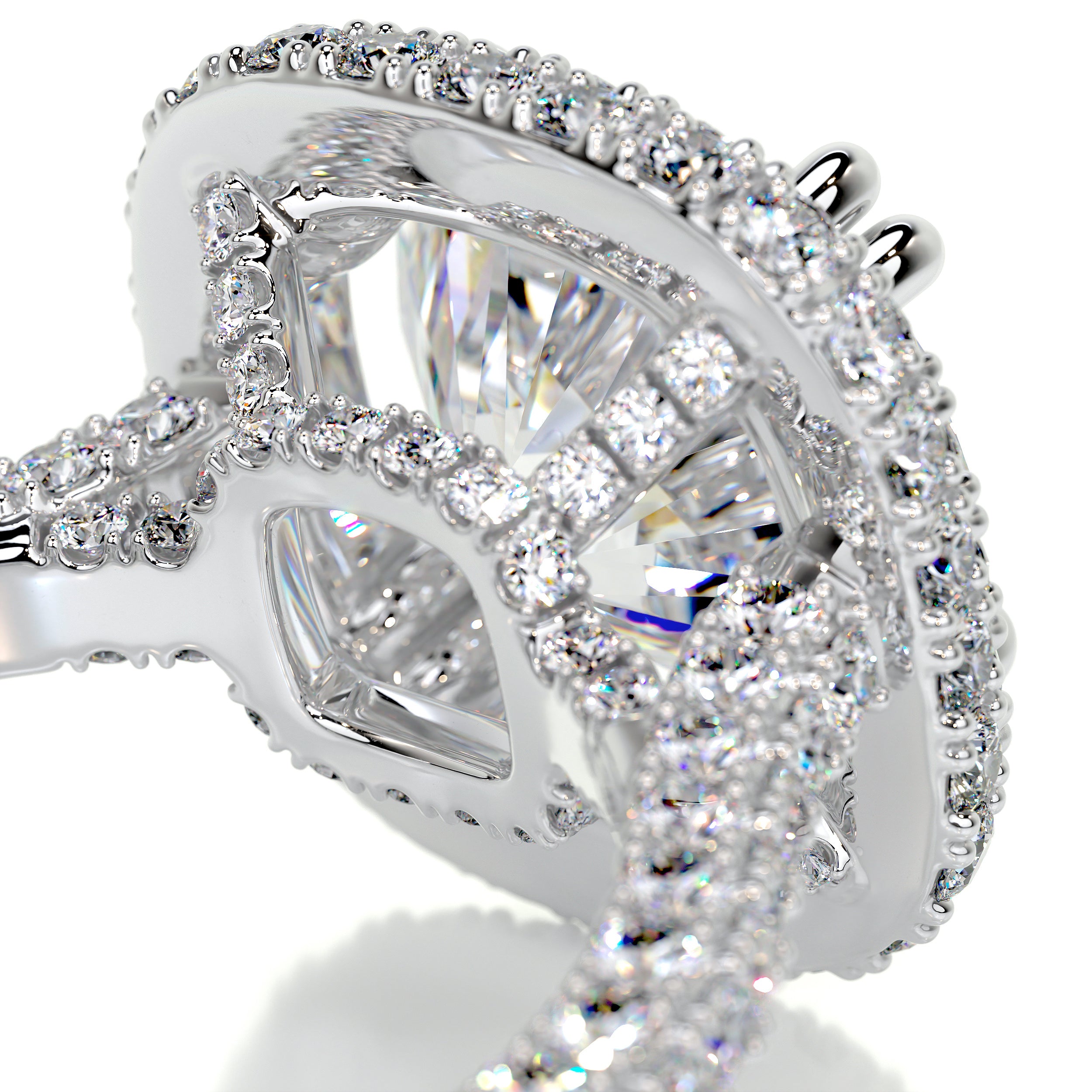 Ava Moissanite & Diamonds Ring   (4.2 Carat) -14K White Gold