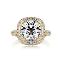 Ava Moissanite & Diamond Ring -18K Yellow Gold