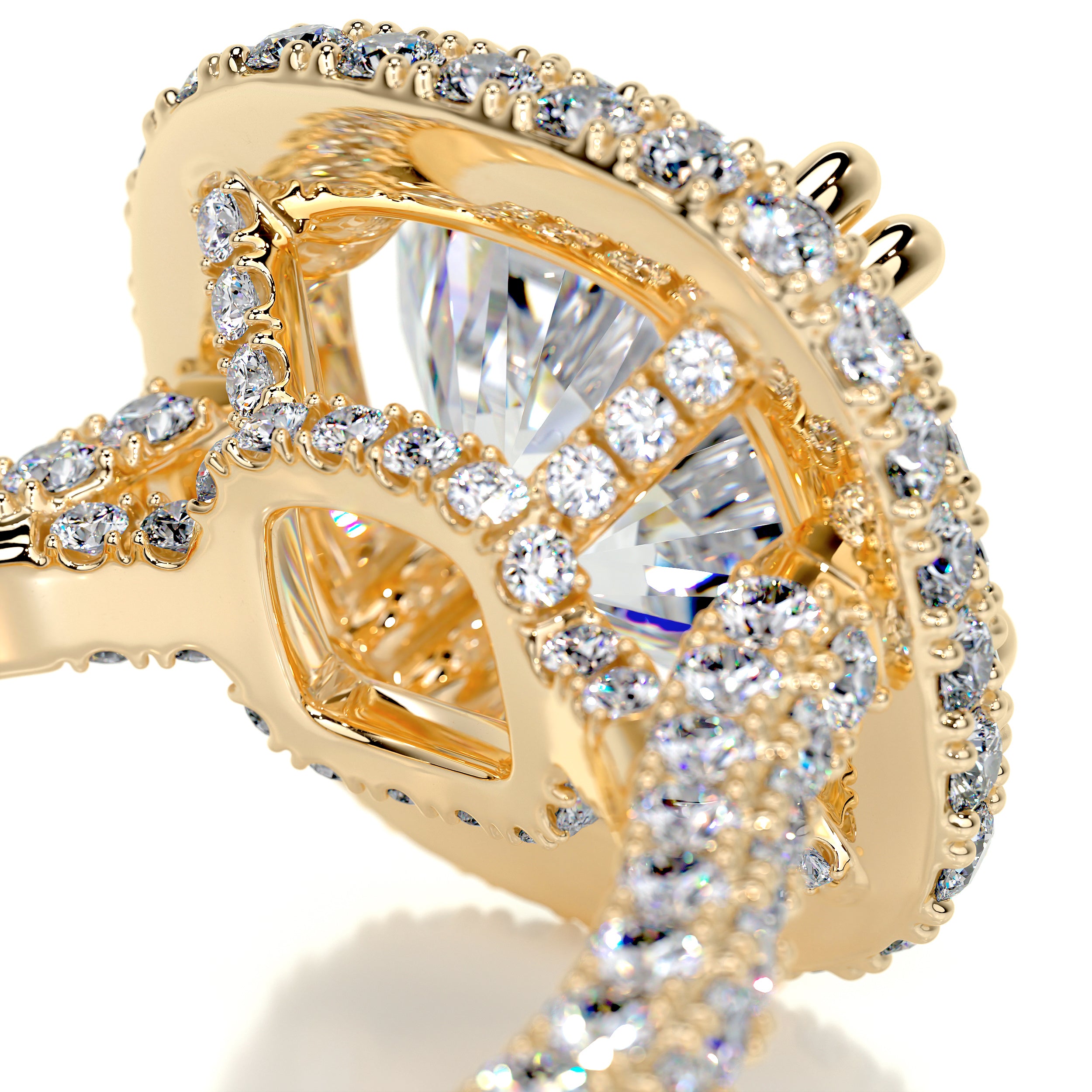 Ava Moissanite & Diamonds Ring -18K Yellow Gold