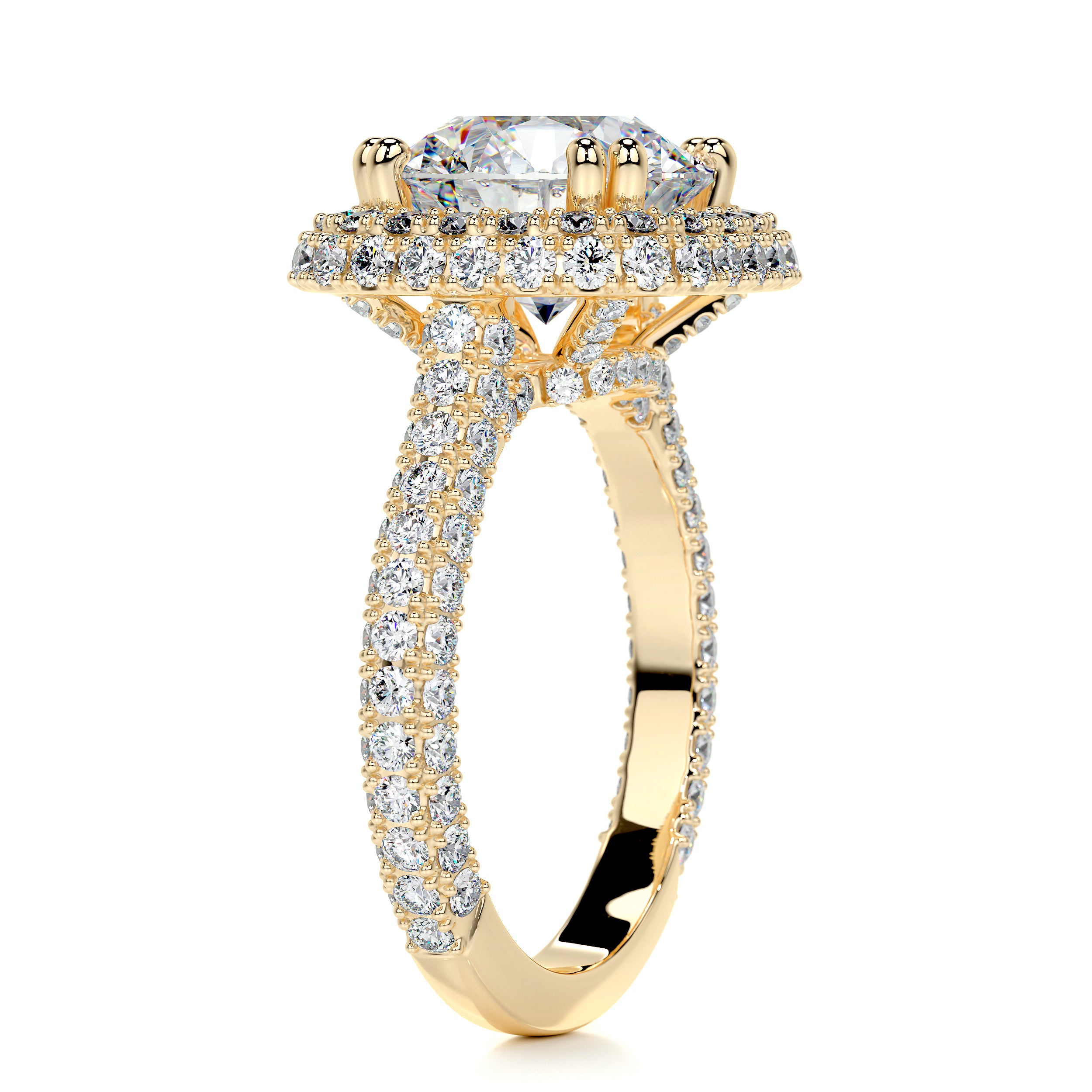 Ava Moissanite & Diamonds Ring -18K Yellow Gold