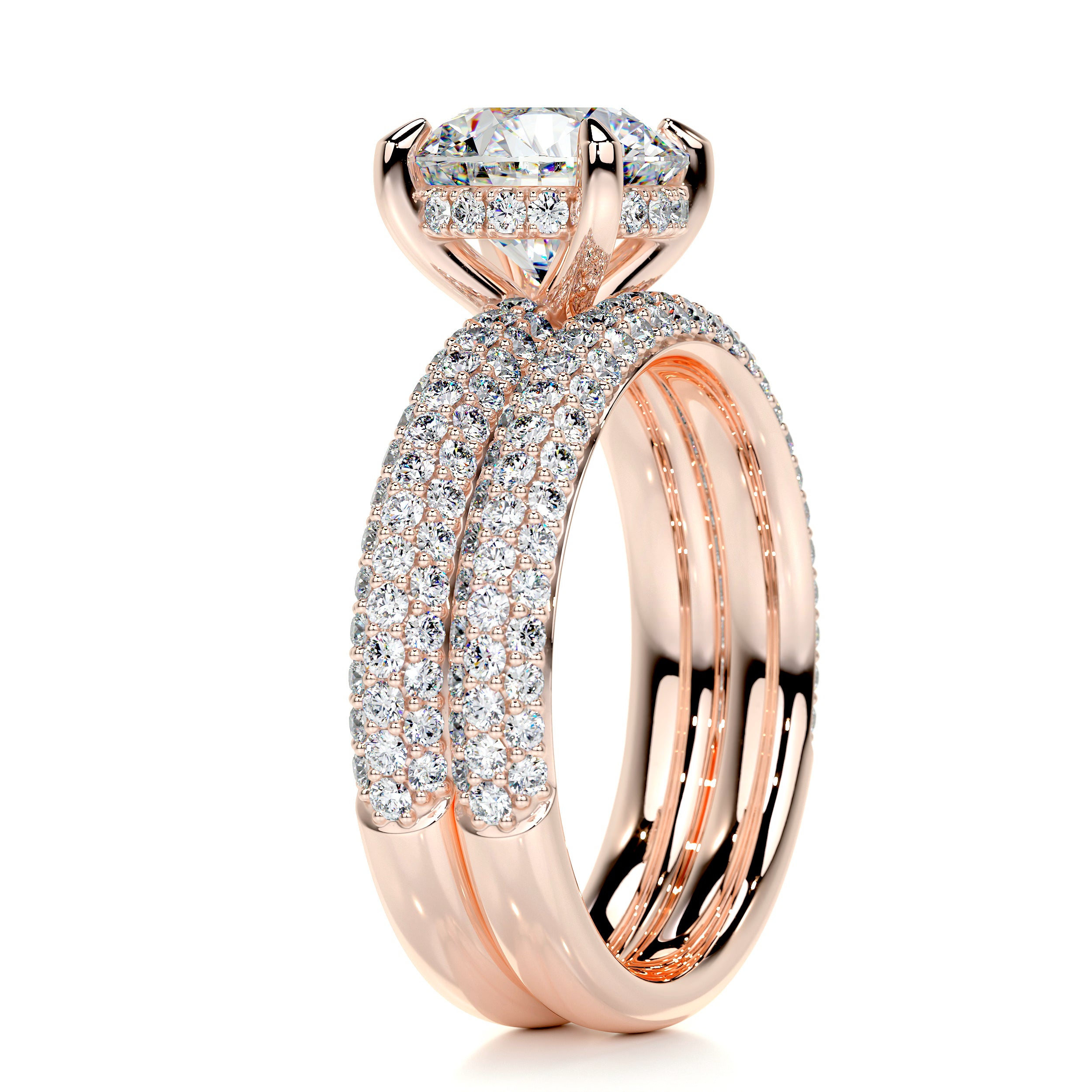 Helena Moissanite & Diamonds Bridal Set   (2.7 Carat) -14K Rose Gold