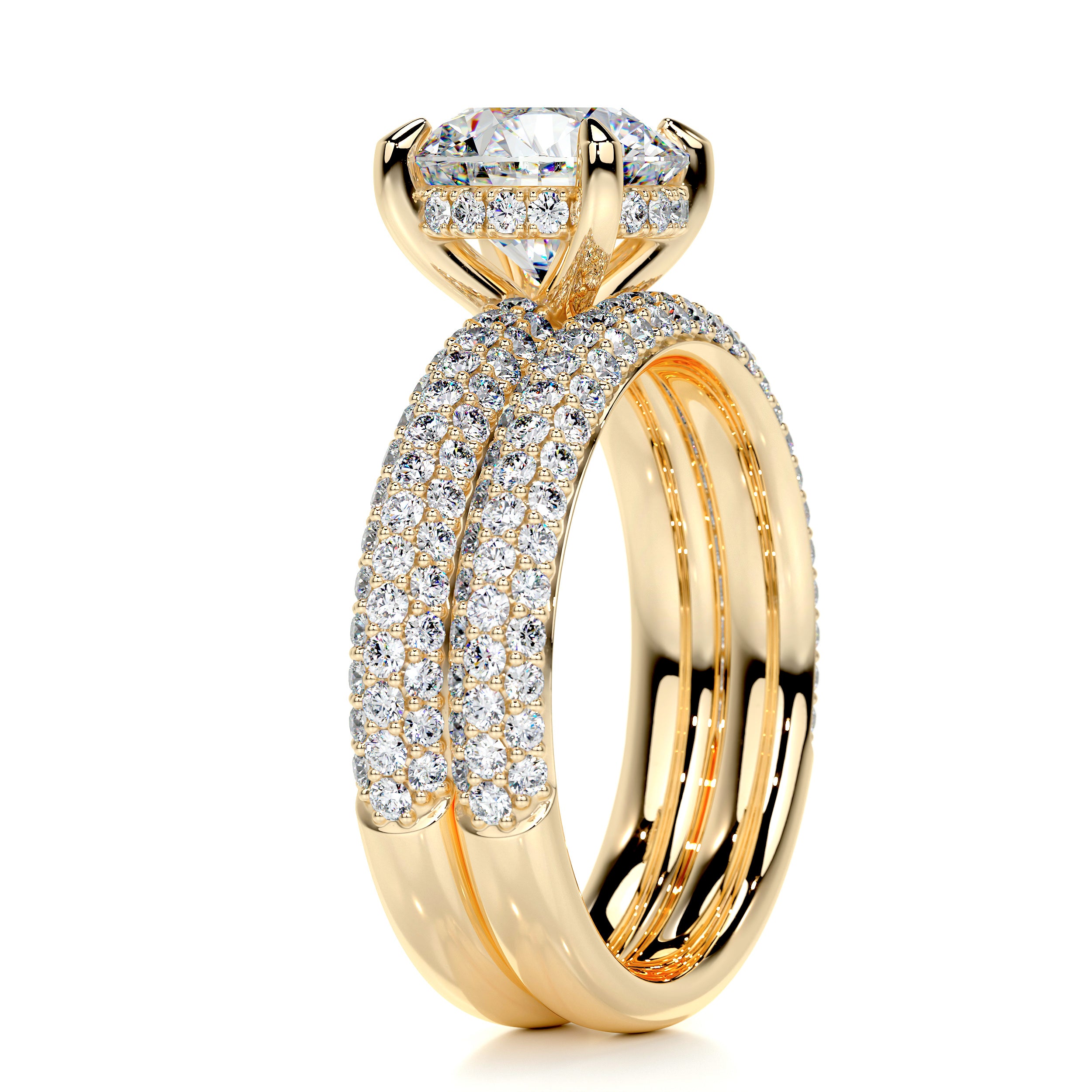 Helena Moissanite & Diamonds Bridal Set   (2.7 Carat) -18K Yellow Gold