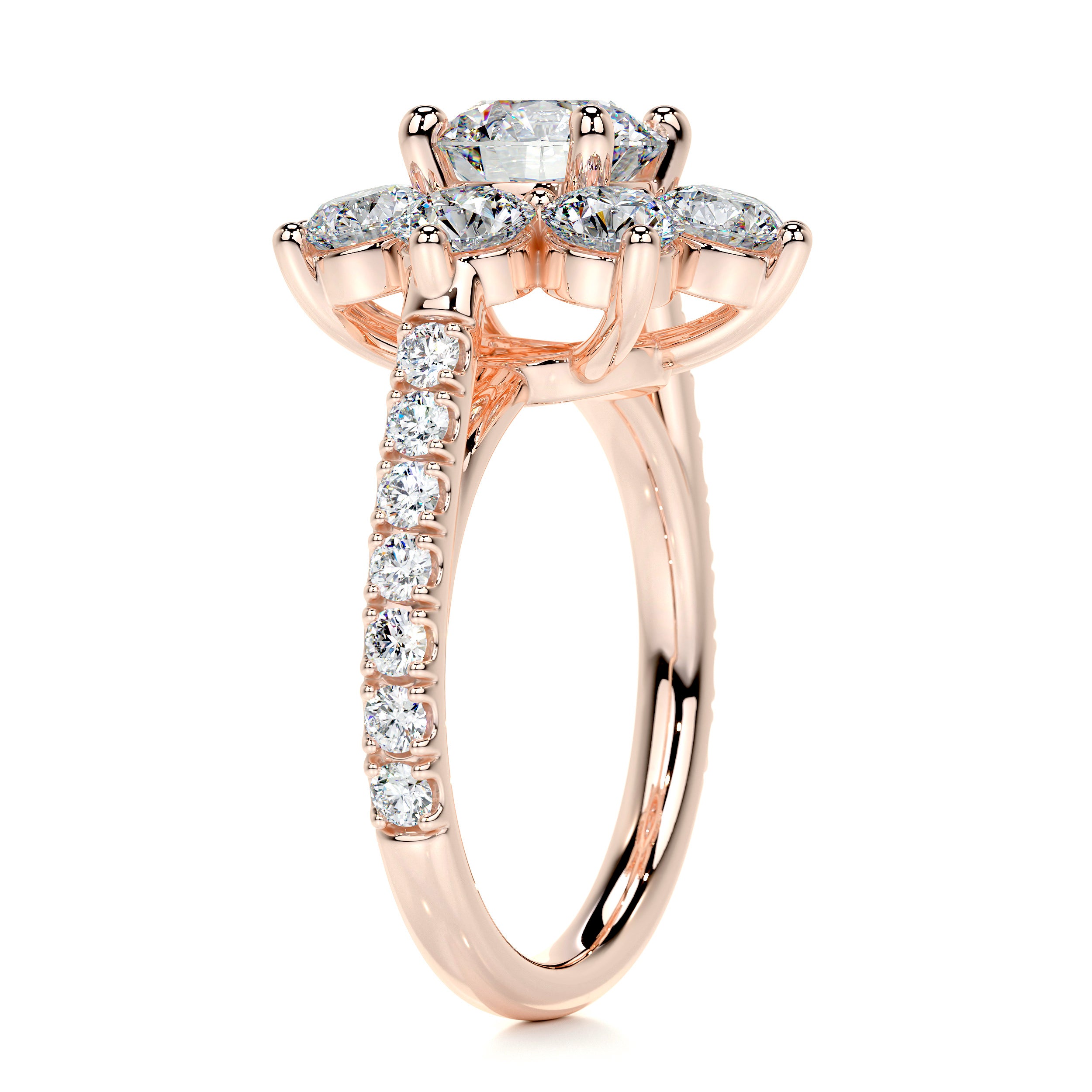 La Fleur Moissanite & Diamonds Ring   (2.5 Carat) -14K Rose Gold