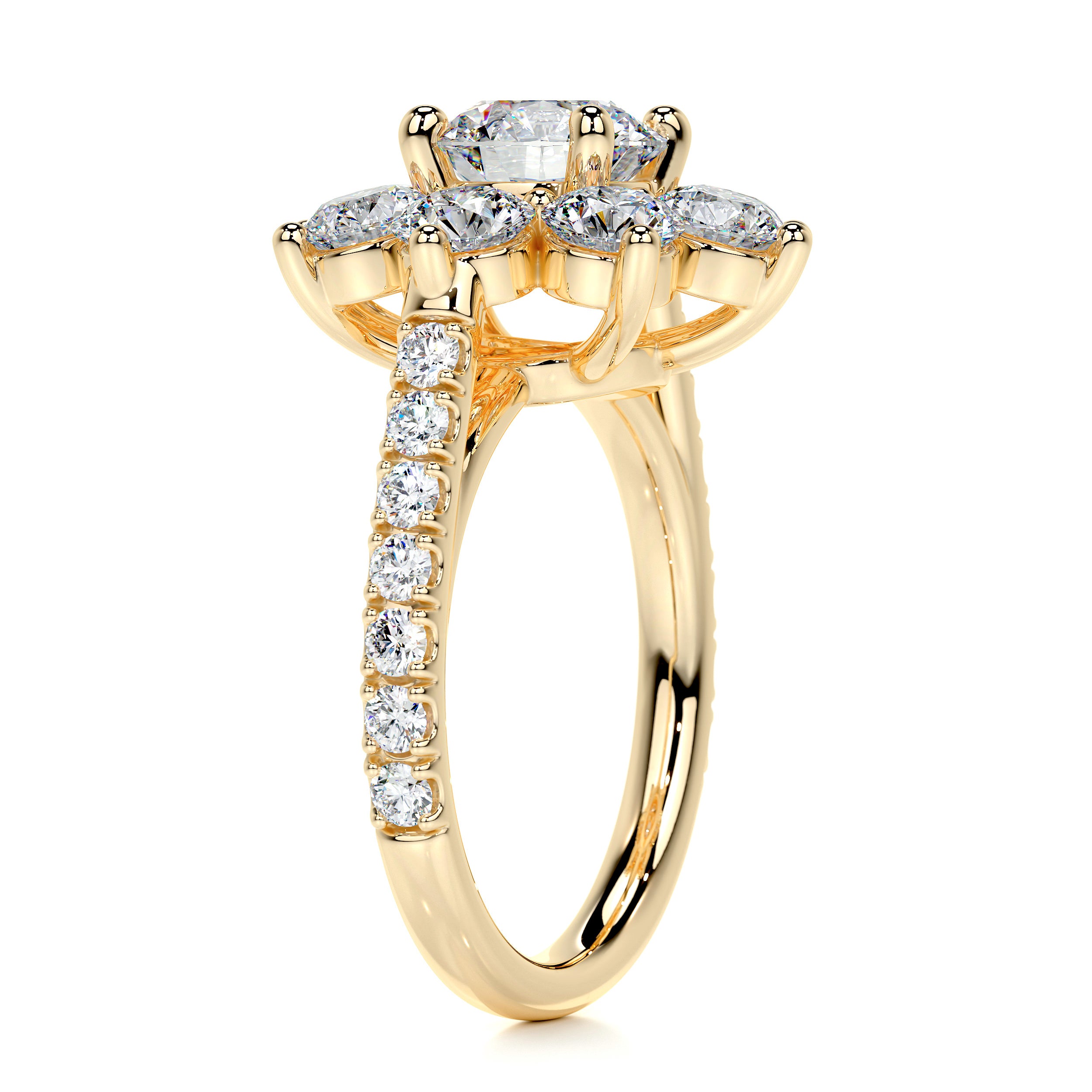 La Fleur Moissanite & Diamonds Ring   (2.5 Carat) -18K Yellow Gold