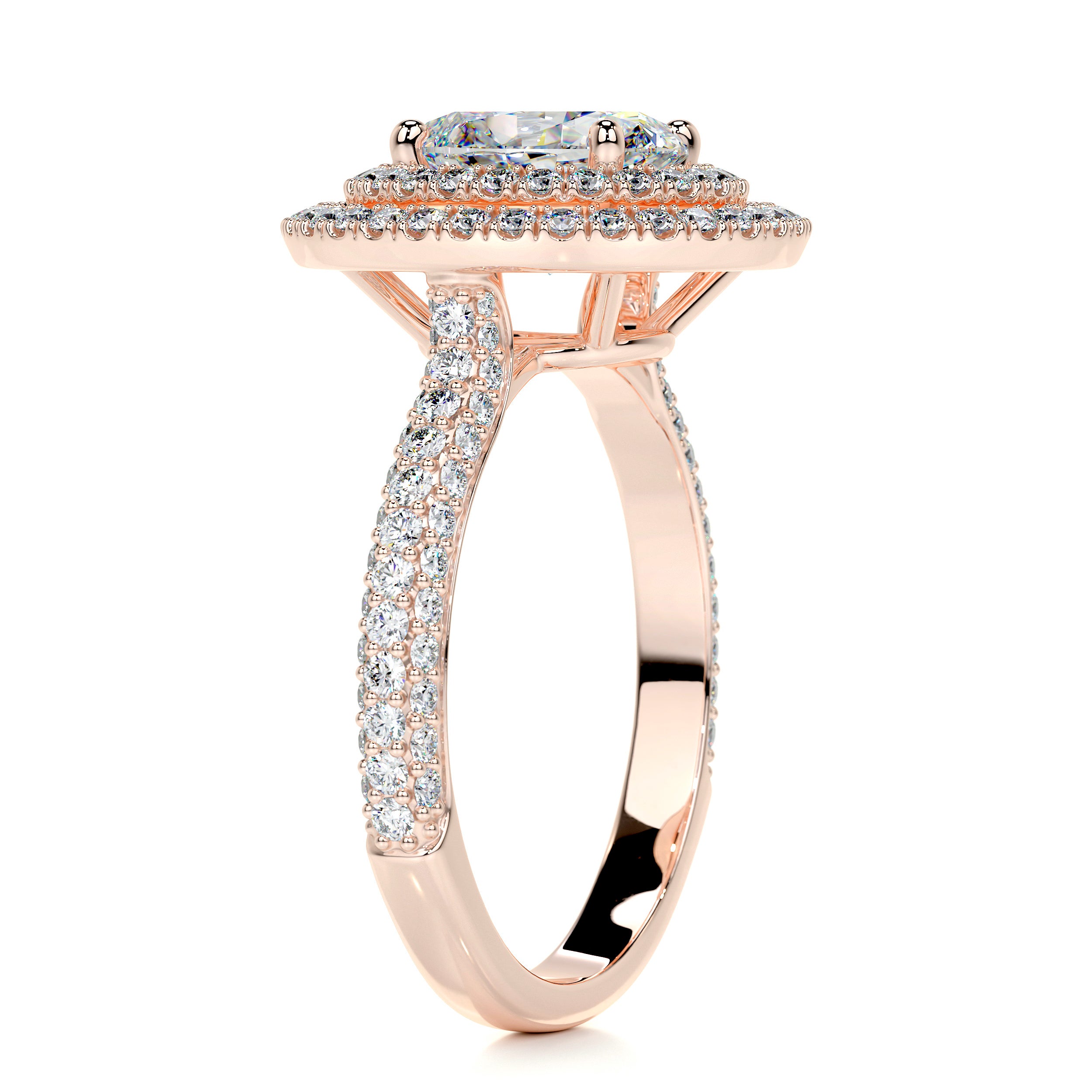 Nora Moissanite & Diamonds Ring   (3.15 Carat) -14K Rose Gold