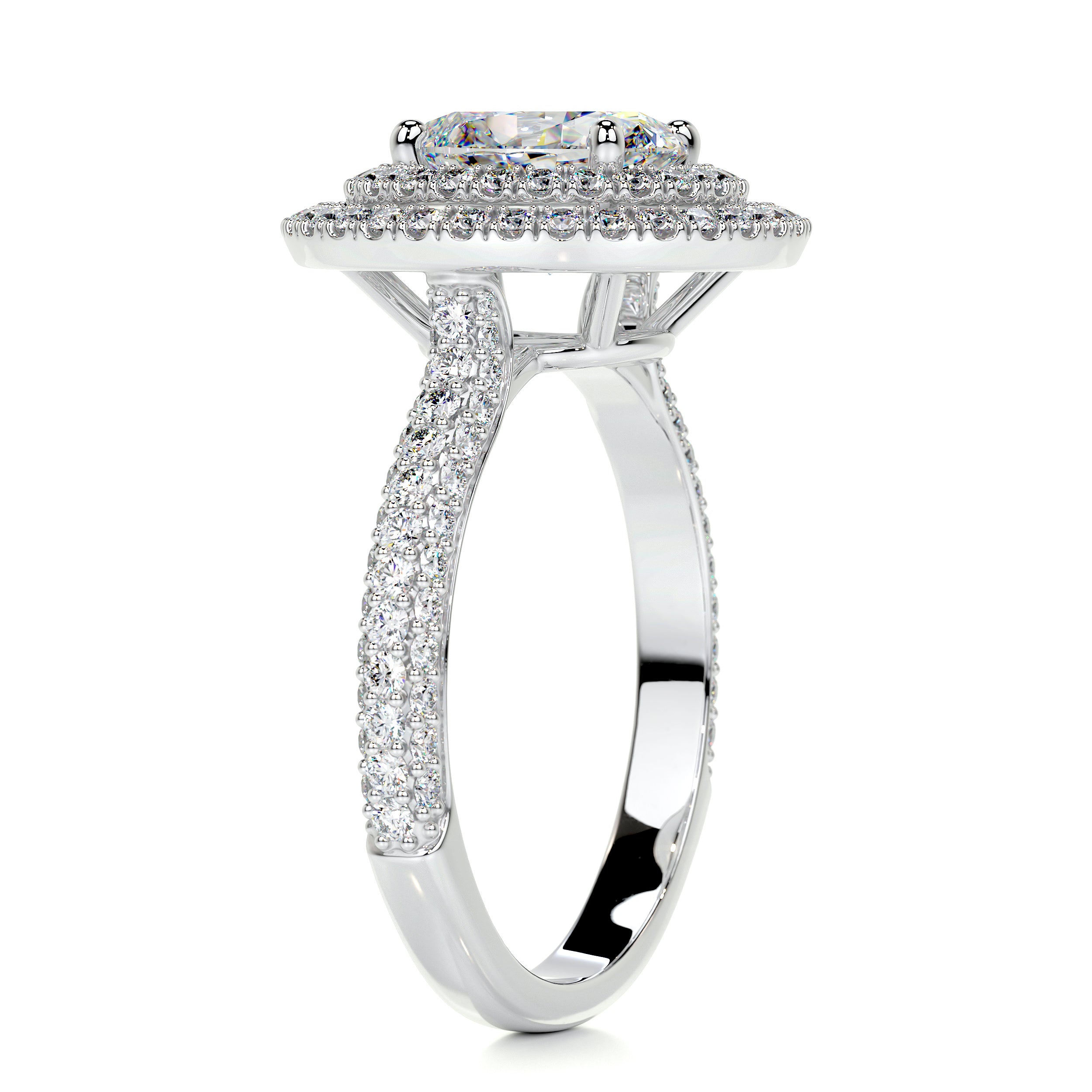 Nora Moissanite & Diamonds Ring   (3.15 Carat) -14K White Gold