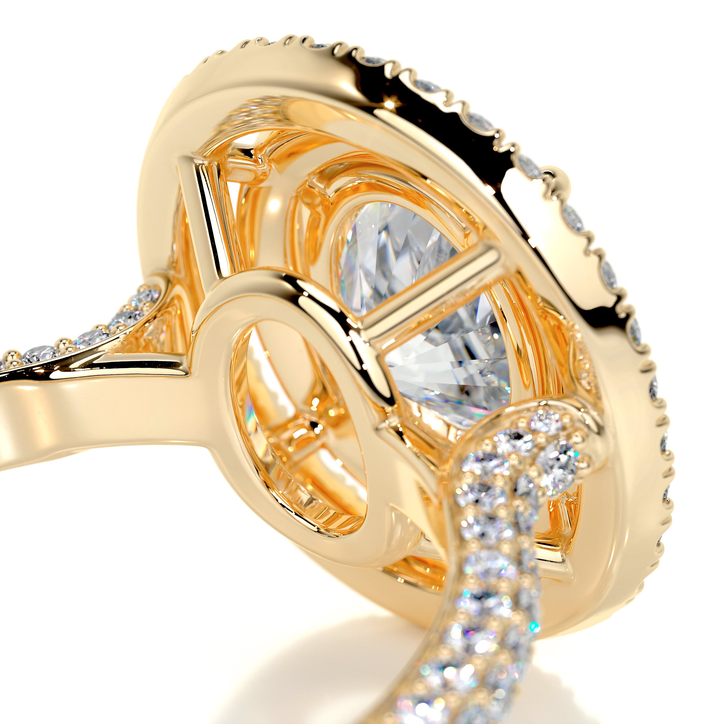 Nora Moissanite & Diamonds Ring   (3.15 Carat) -18K Yellow Gold