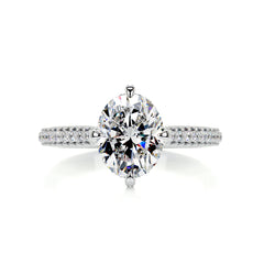 Jocelyn Moissanite & Diamond Ring -18K White Gold