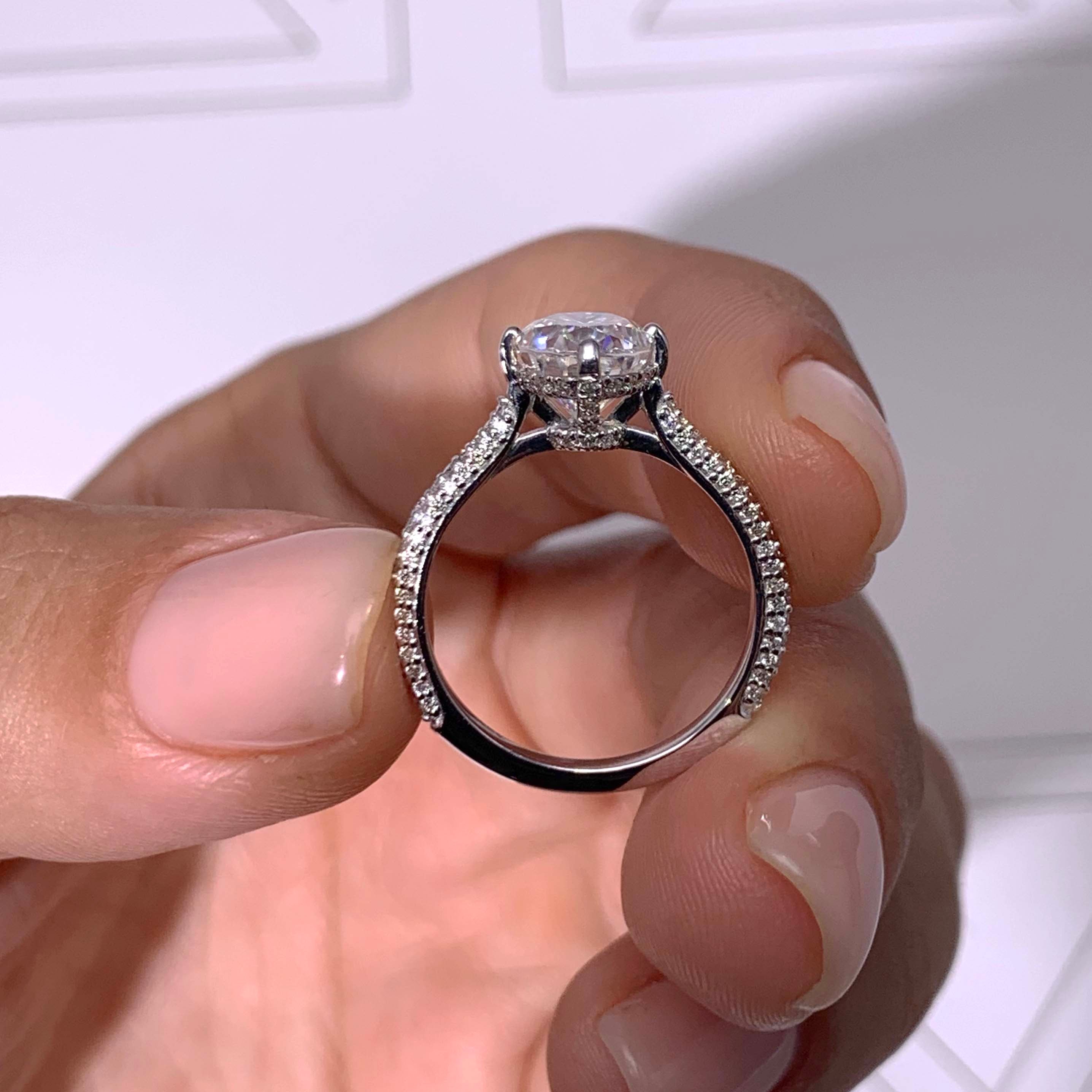 Jocelyn Moissanite & Diamonds Ring   (2.5 Carat) -14K White Gold