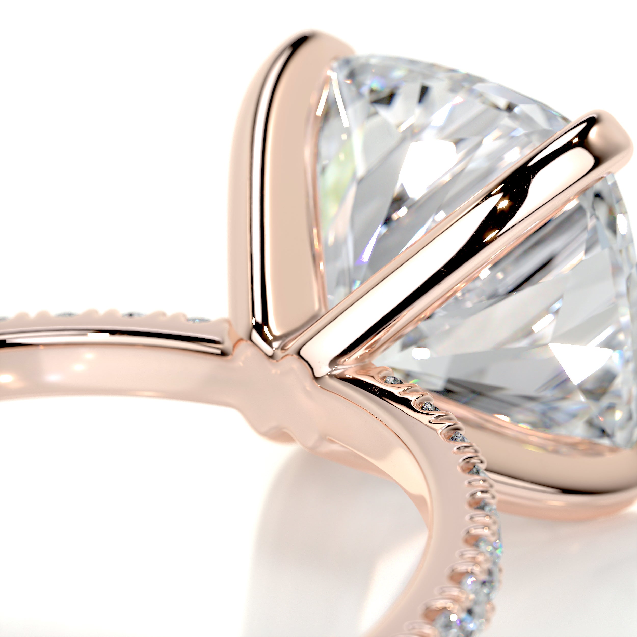Stephanie Moissanite & Diamonds Ring   (4.5 Carat) -14K Rose Gold