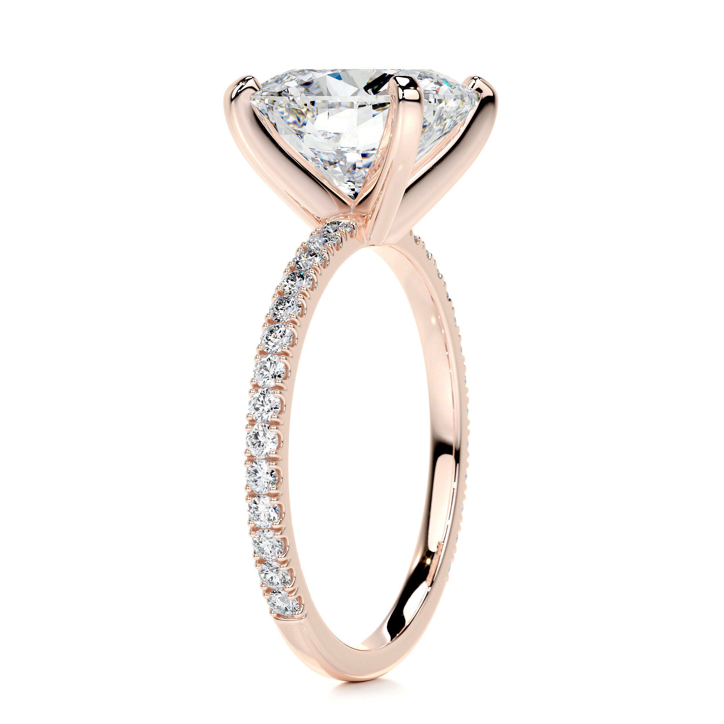 Stephanie Moissanite & Diamonds Ring   (4.5 Carat) -14K Rose Gold