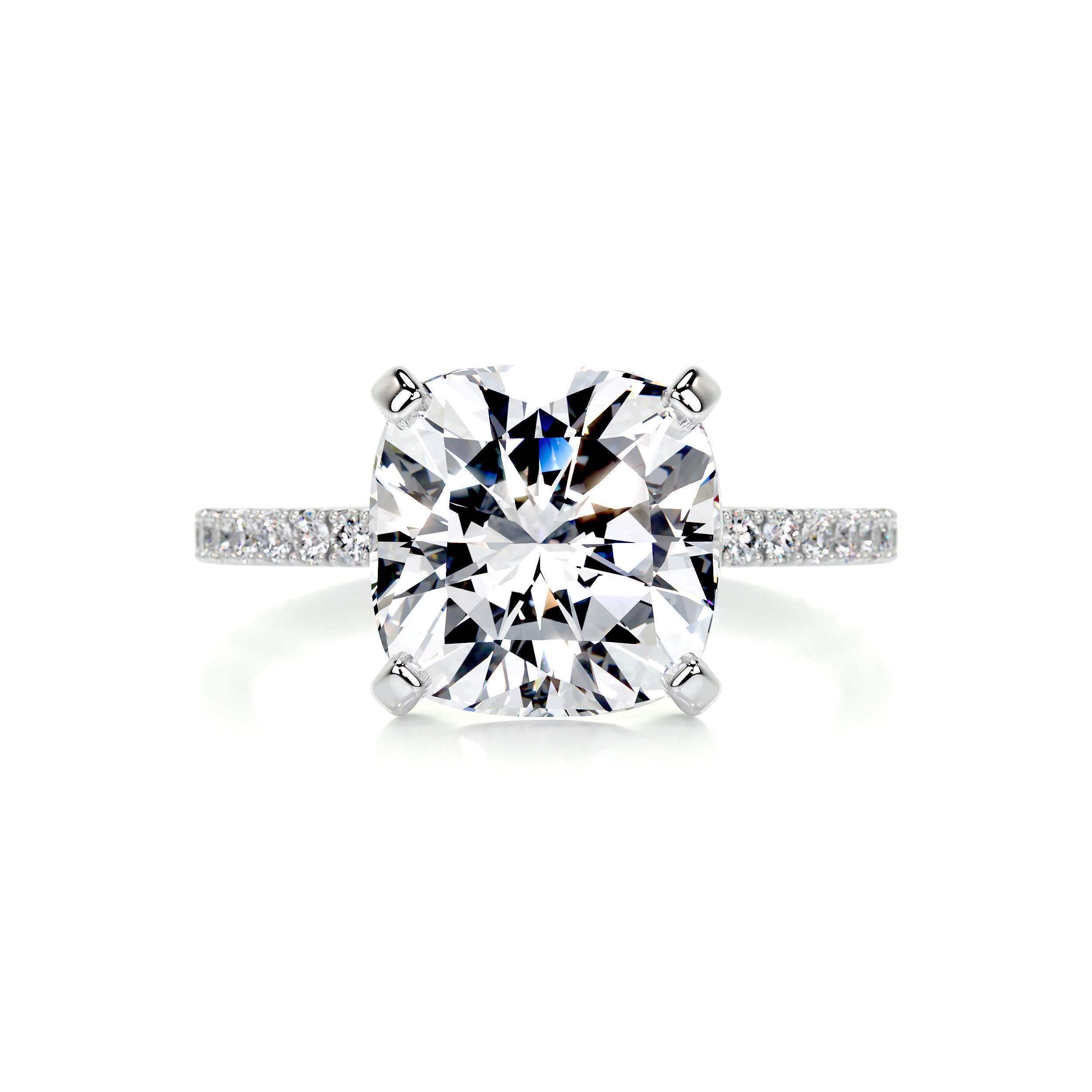 Stephanie Moissanite & Diamonds Ring   (4.5 Carat) -14K White Gold