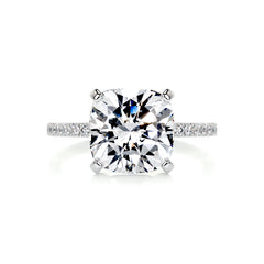 Stephanie Moissanite & Diamond Ring -14K White Gold