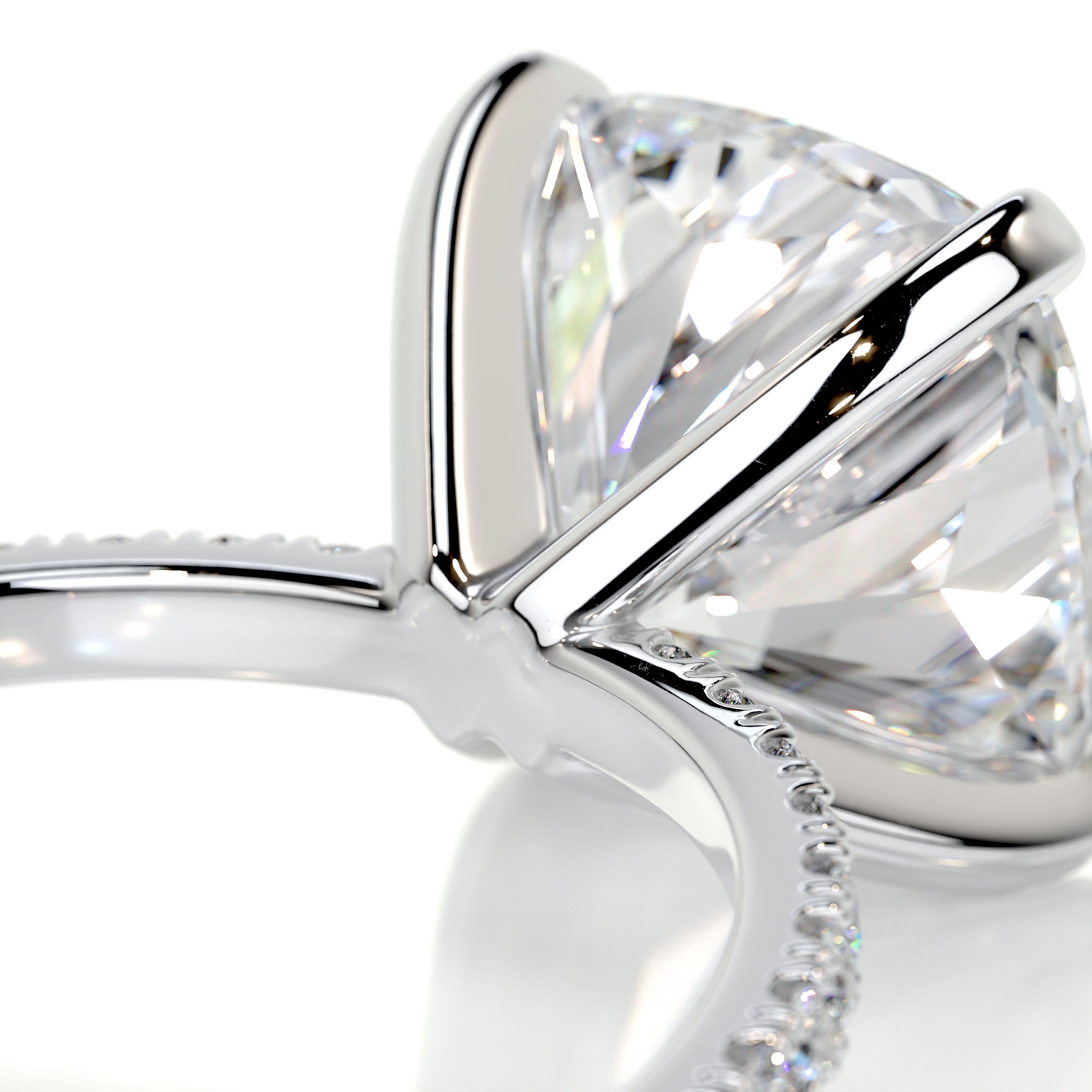 Stephanie Moissanite & Diamonds Ring   (4.5 Carat) -18K White Gold