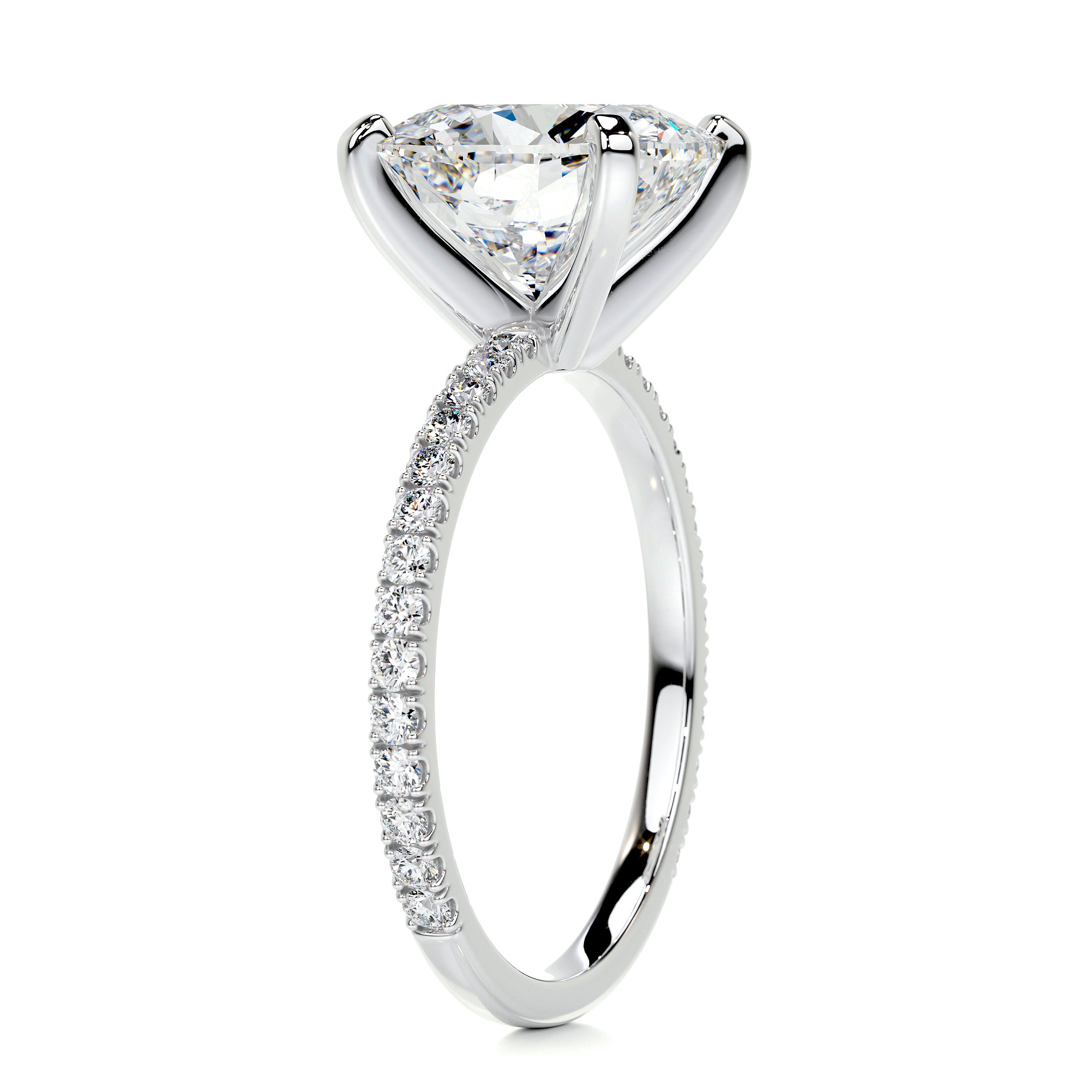 Stephanie Moissanite & Diamonds Ring   (4.5 Carat) -18K White Gold