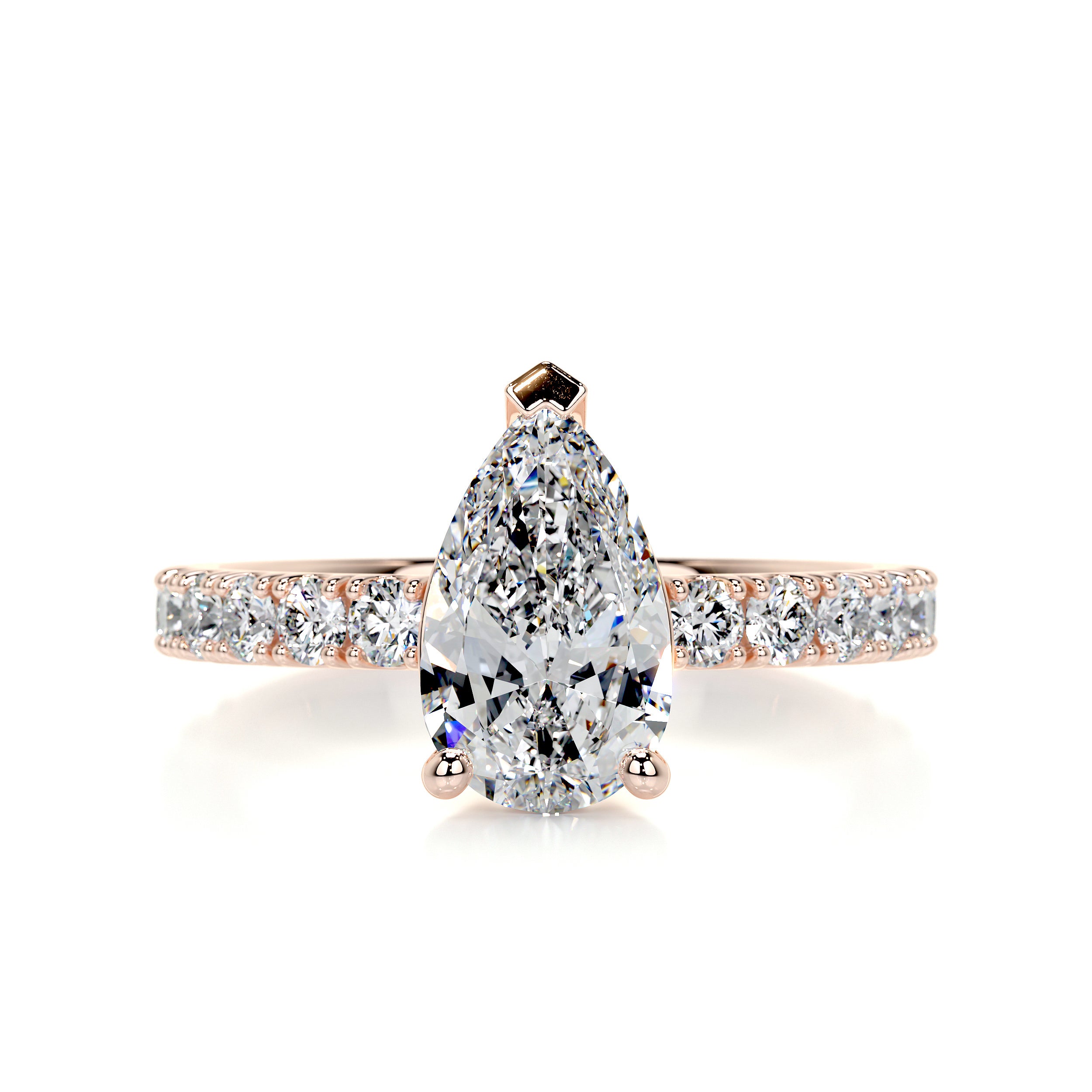 Hailey Moissanite & Diamonds Ring   (2 Carat) -14K Rose Gold