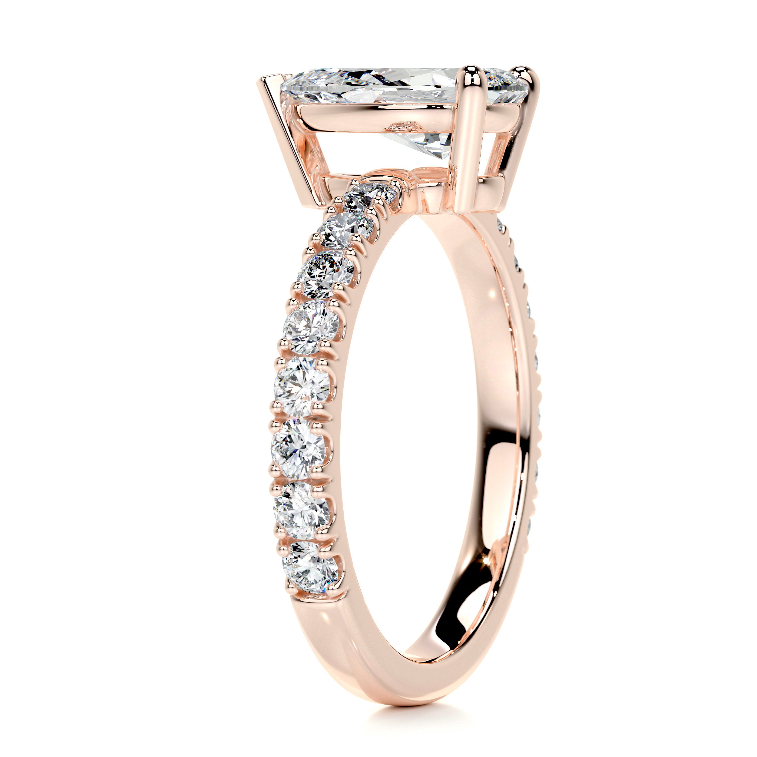 Hailey Moissanite & Diamonds Ring   (2 Carat) -14K Rose Gold