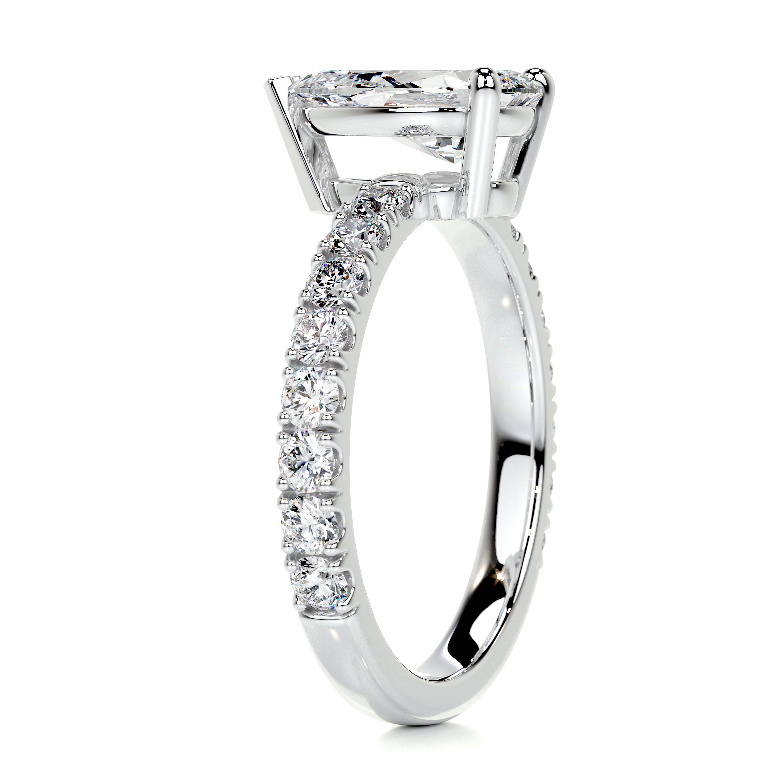 Hailey Moissanite & Diamonds Ring   (2 Carat) -14K White Gold