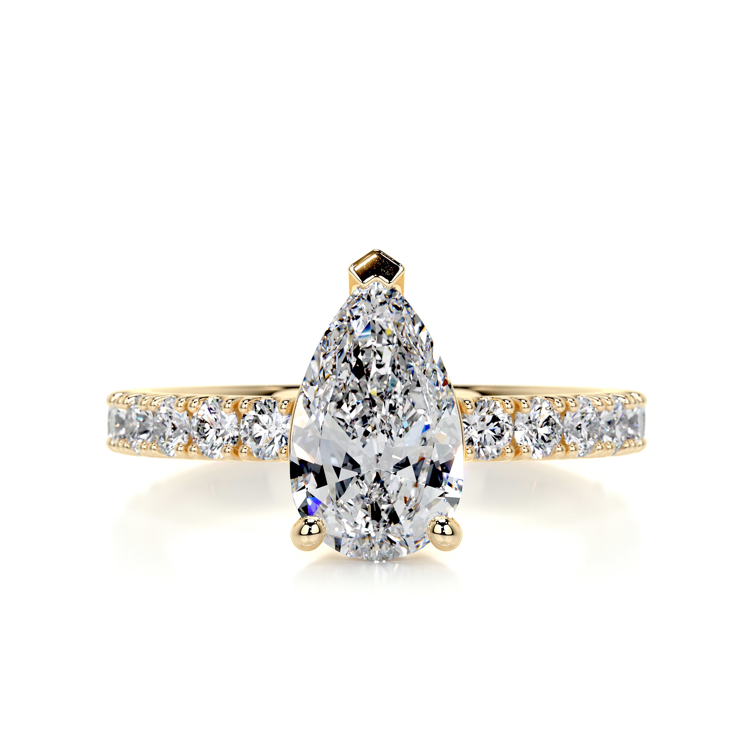 Hailey Moissanite & Diamonds Ring   (2 Carat) -18K Yellow Gold