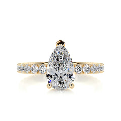 Hailey Moissanite & Diamond Ring -18K Yellow Gold