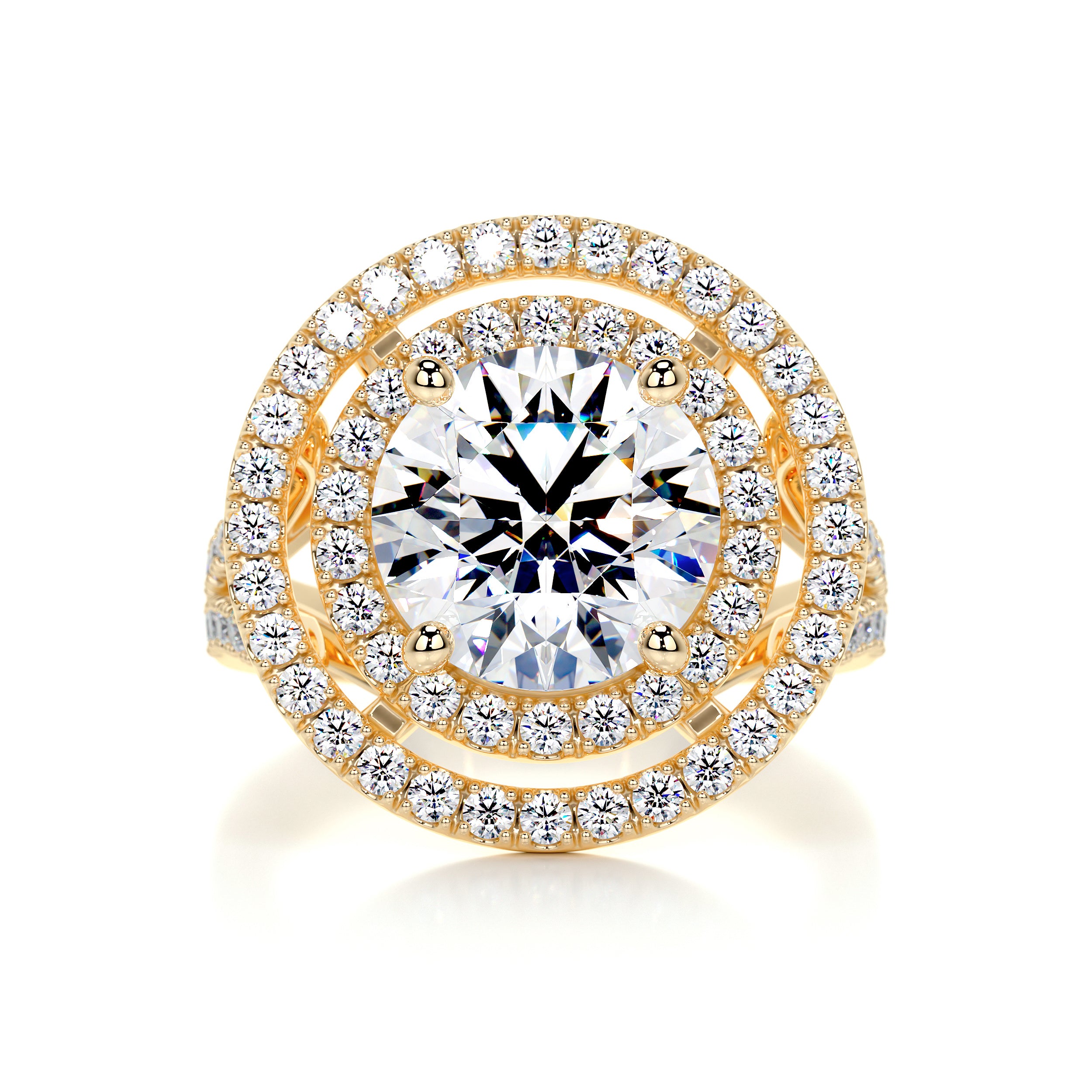 Naomi Moissanite & Diamonds Ring   (4 Carat) -18K Yellow Gold