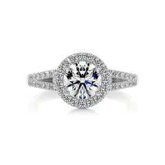 Hazel Moissanite & Diamond Ring -18K White Gold