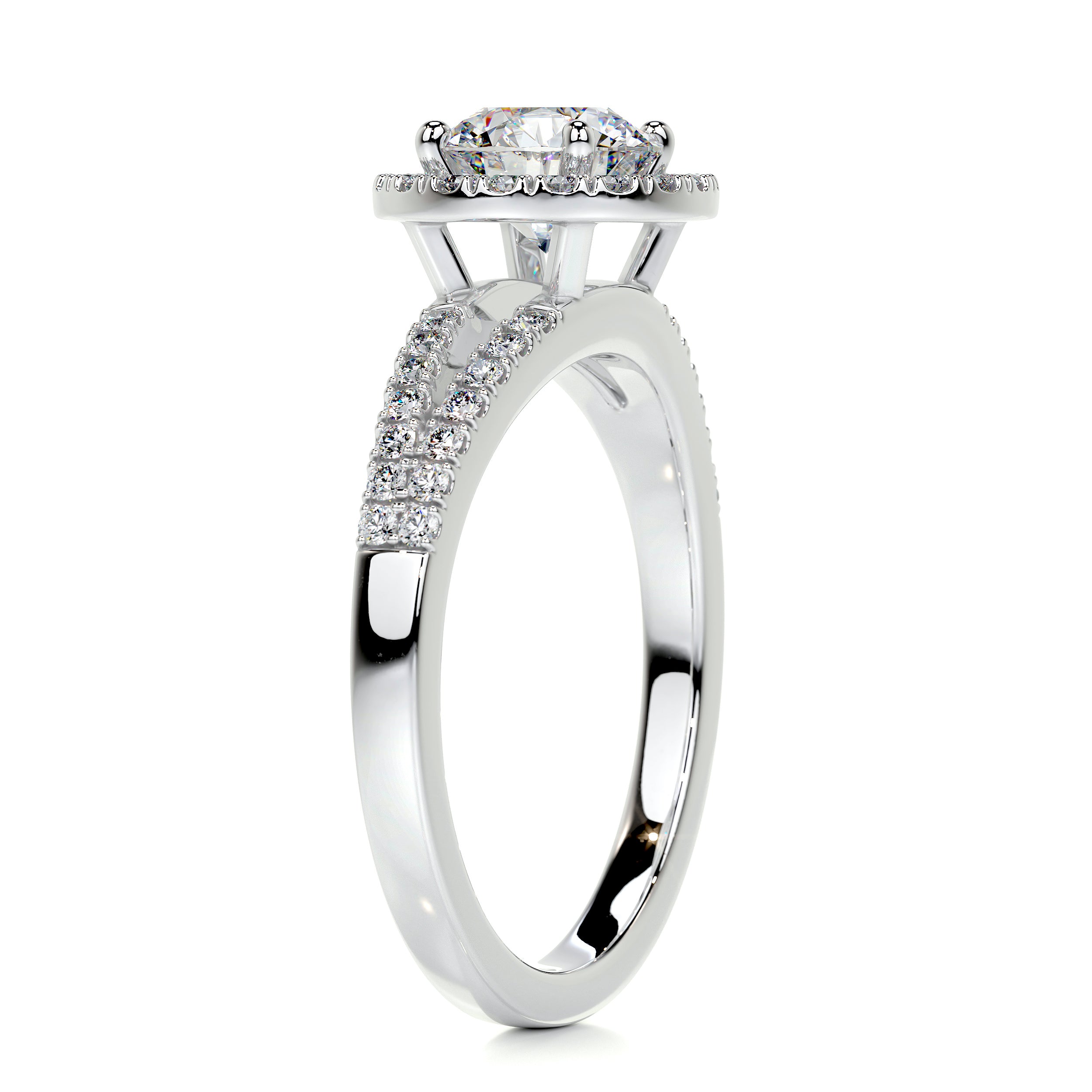 Hazel Moissanite & Diamonds Ring   (1.25 Carat) -14K White Gold