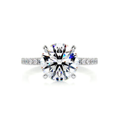 Eleanor Moissanite & Diamond Ring -14K White Gold
