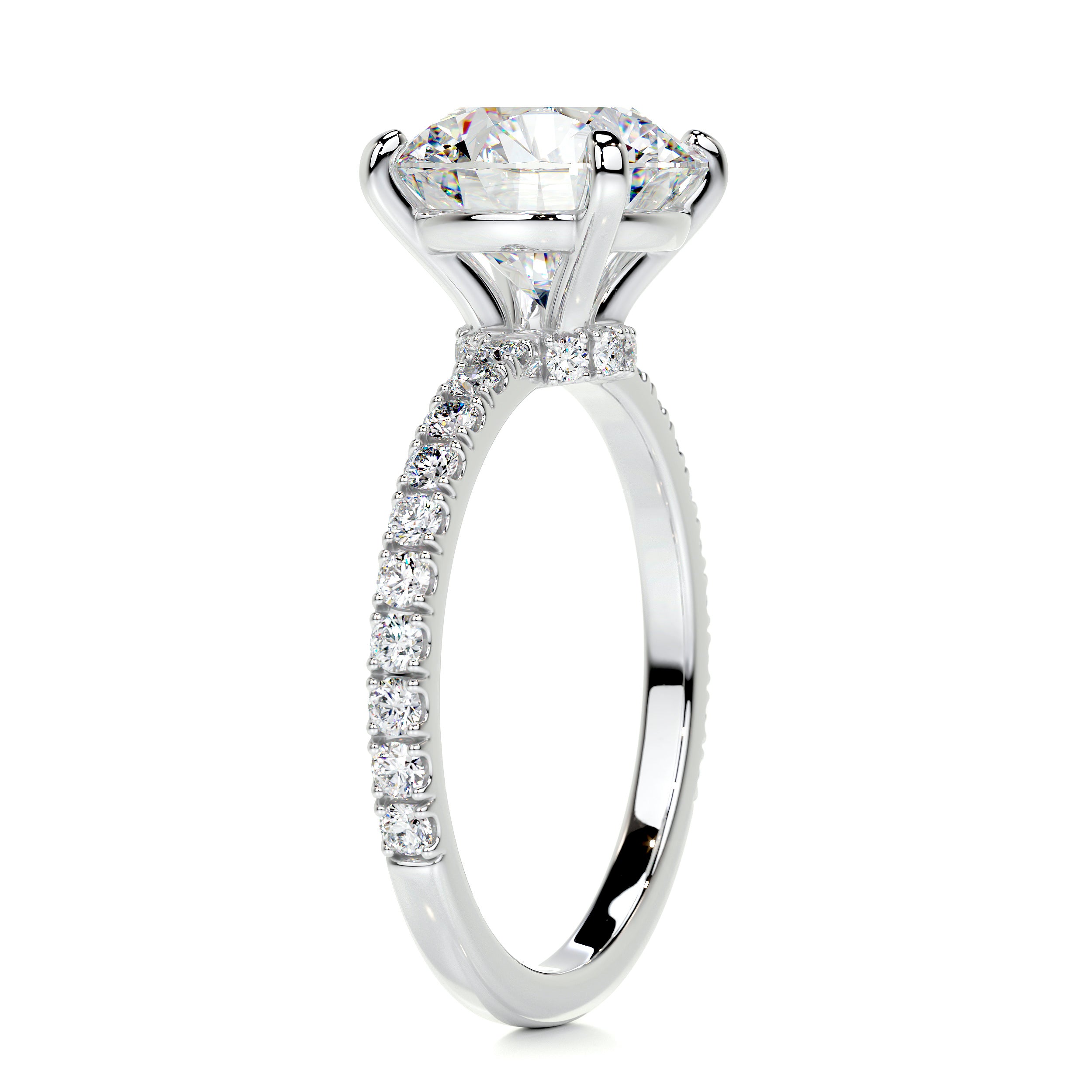 Eleanor Moissanite & Diamonds Ring   (3.5 Carat) -Platinum