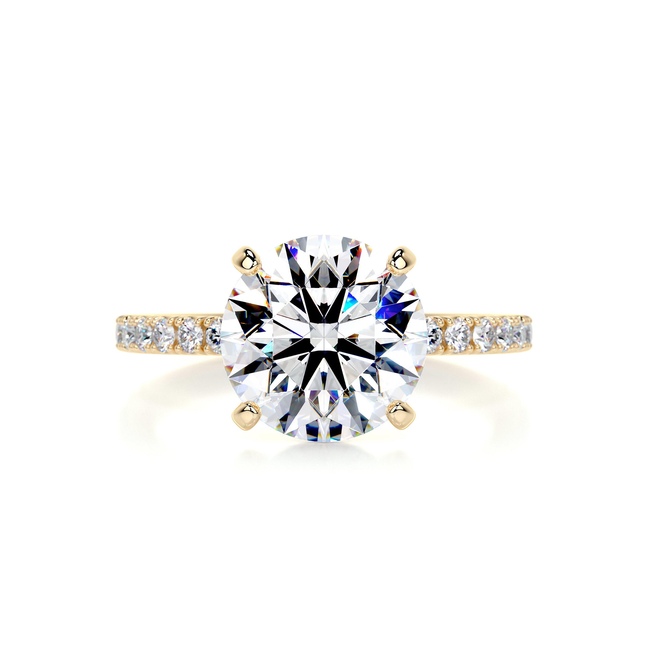 Eleanor Moissanite & Diamonds Ring   (3.5 Carat) -18K Yellow Gold