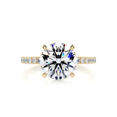 Eleanor Moissanite & Diamond Ring -18K Yellow Gold