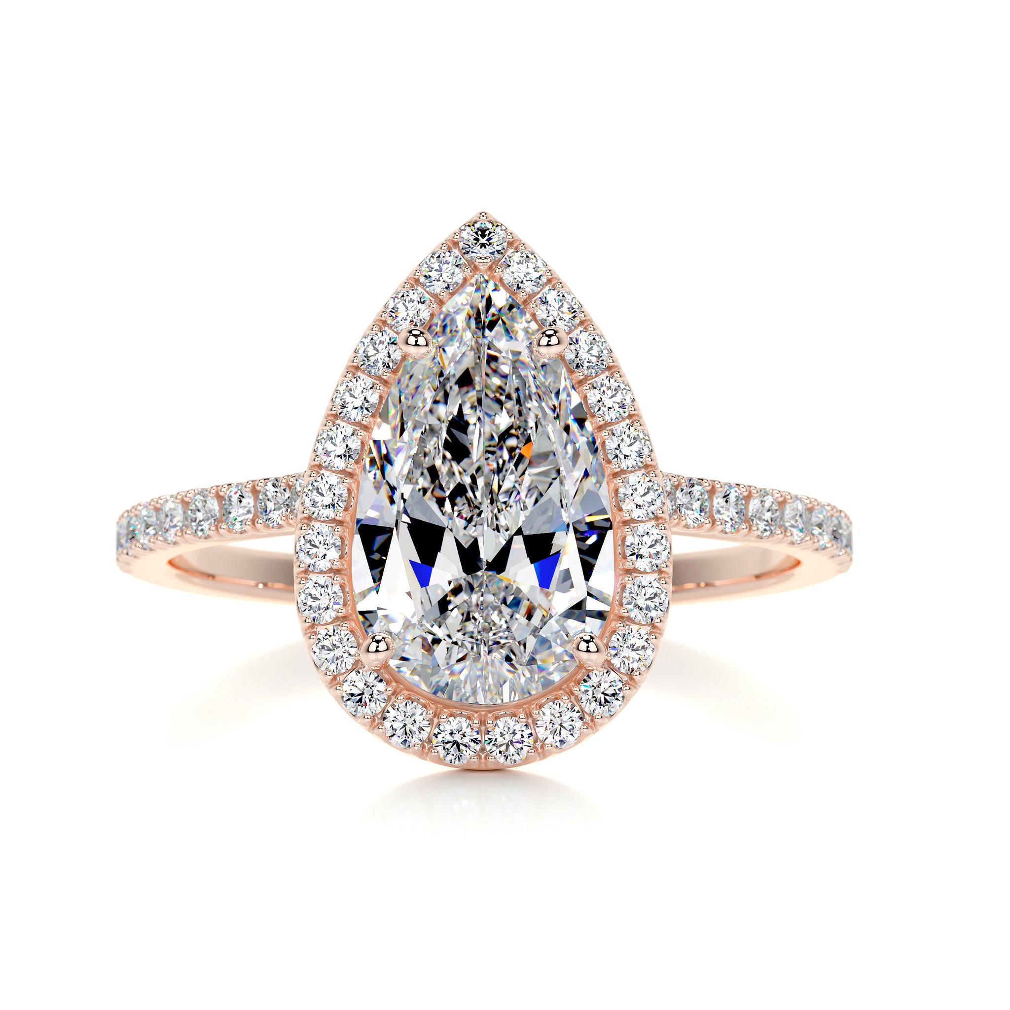 Sophia Moissanite & Diamonds Ring -14K Rose Gold, Halo, 2.5 Carat ...