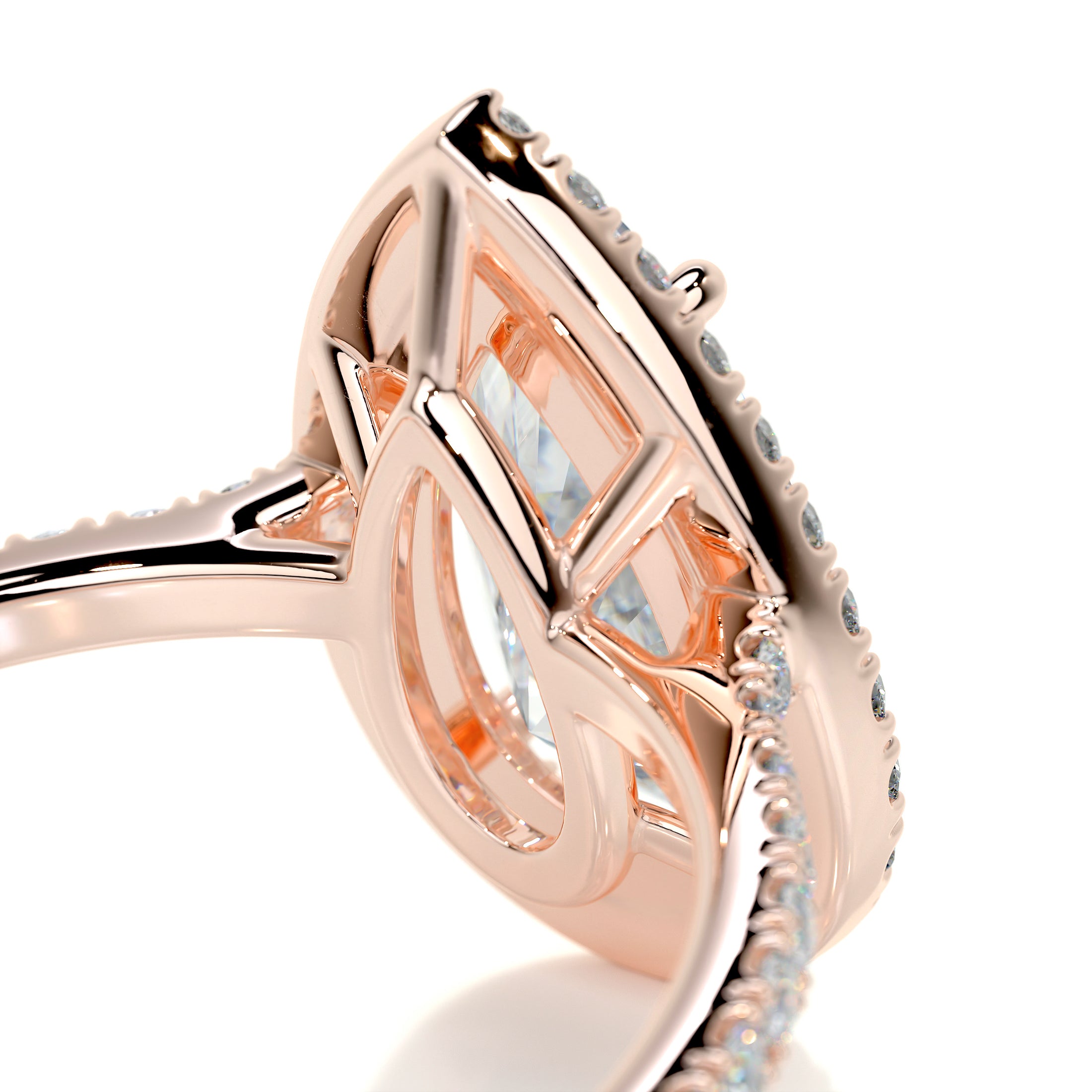 Sophia Moissanite & Diamonds Ring 14K Rose Gold, Halo, 2.5 Carat
