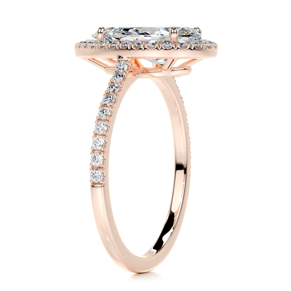 Sophia Moissanite & Diamonds Ring 14K Rose Gold, Halo, 2.5 Carat