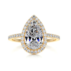 Sophia Moissanite & Diamond Ring -18K Yellow Gold