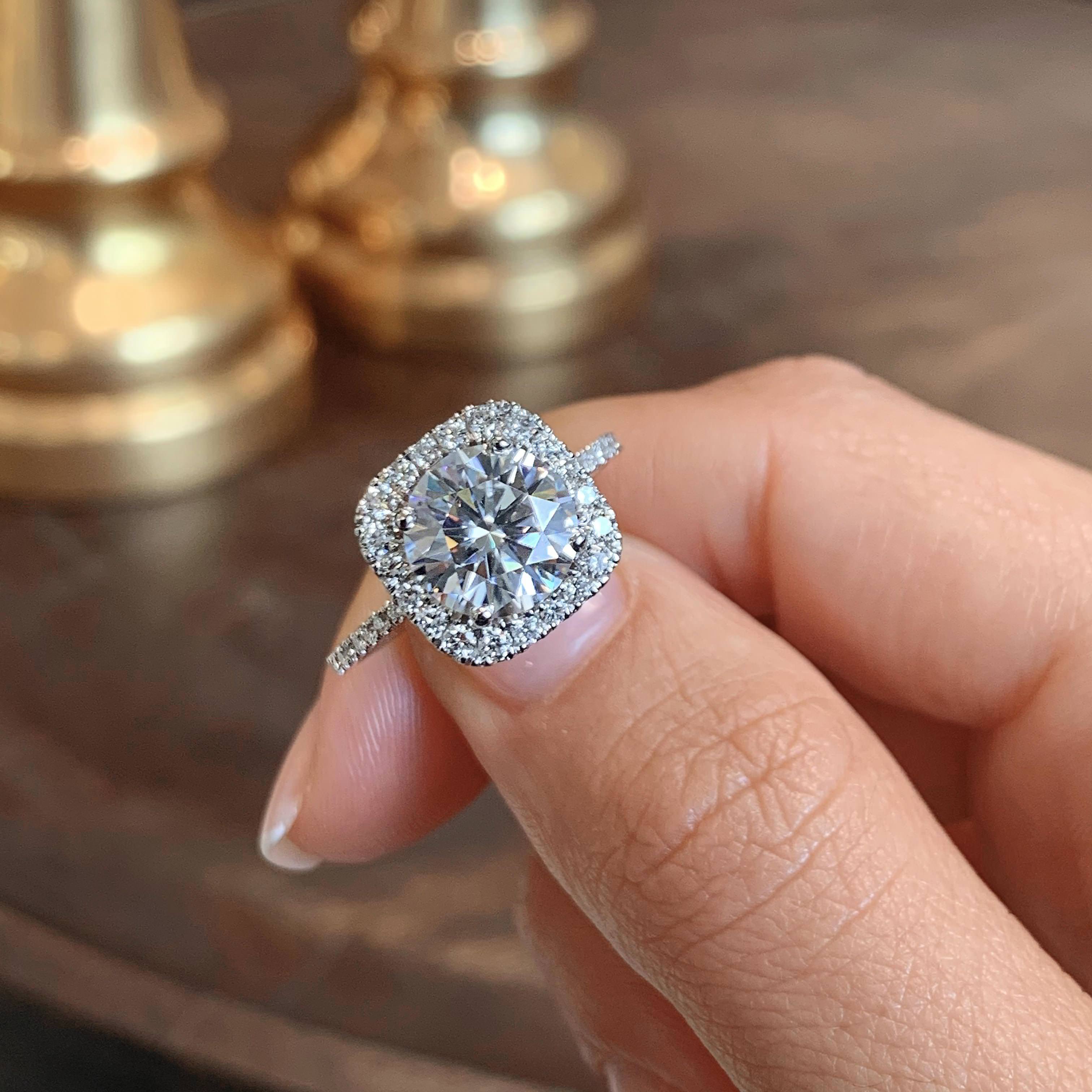 Catalina Moissanite & Diamonds Ring   (3.5 Carat) -18K White Gold