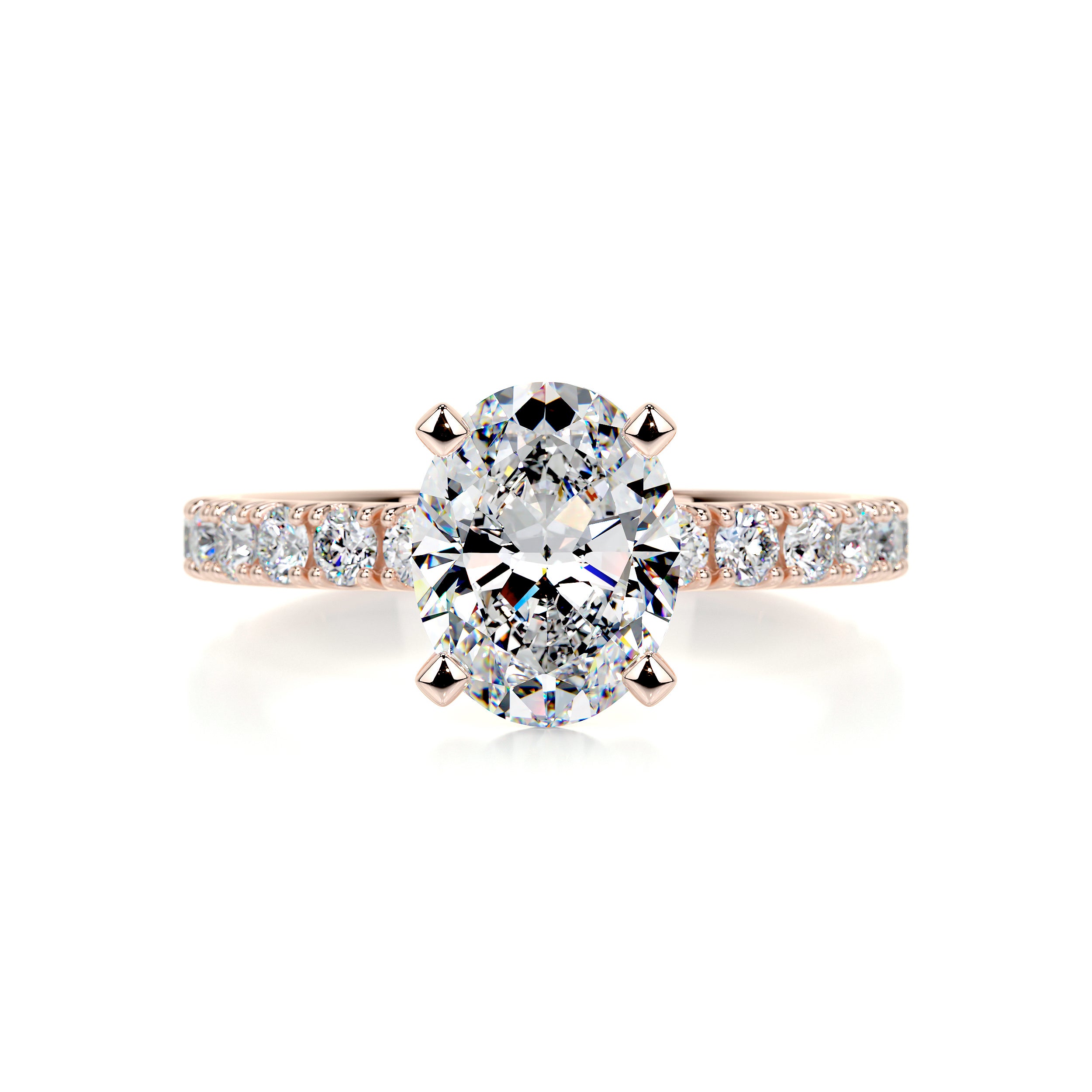 Alison Moissanite & Diamonds Ring   (2.65 Carat) -14K Rose Gold