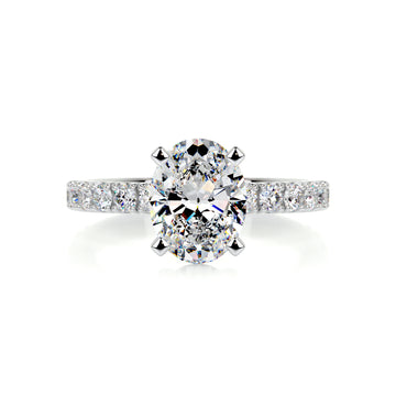 Alison Moissanite & Diamond Ring -14K White Gold