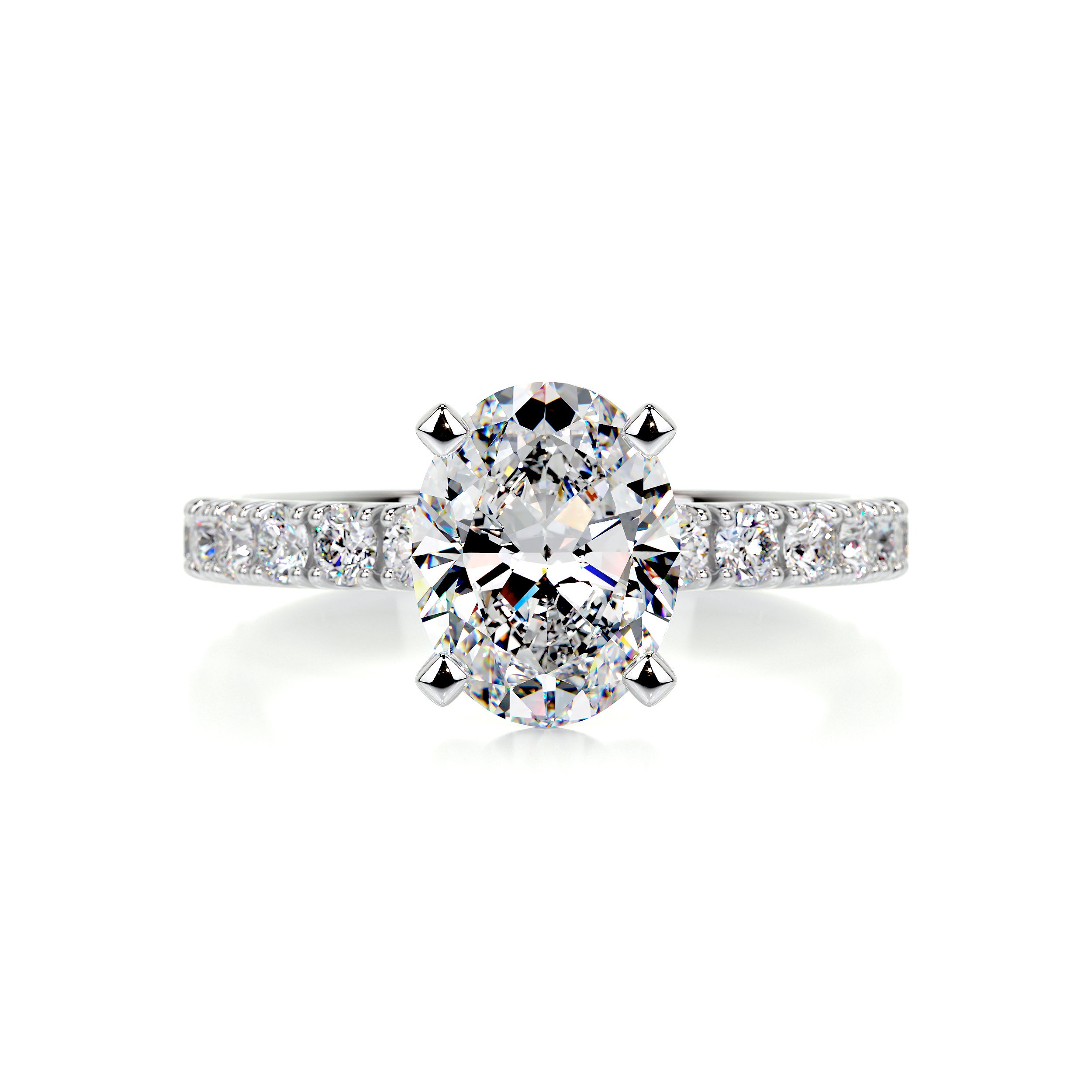 Alison Moissanite & Diamonds Ring   (2.65 Carat) -18K White Gold