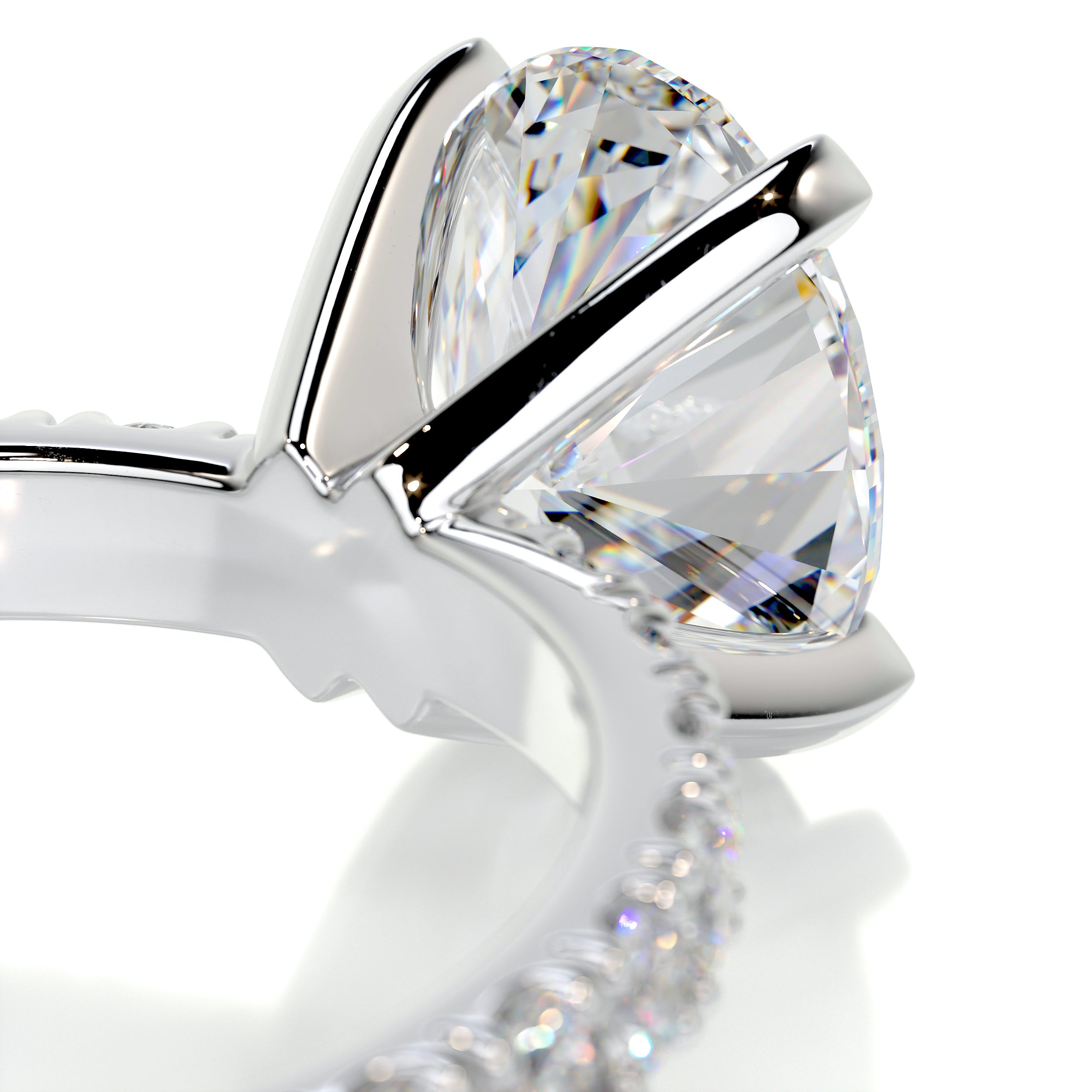 Alison Moissanite & Diamonds Ring   (2.65 Carat) -18K White Gold